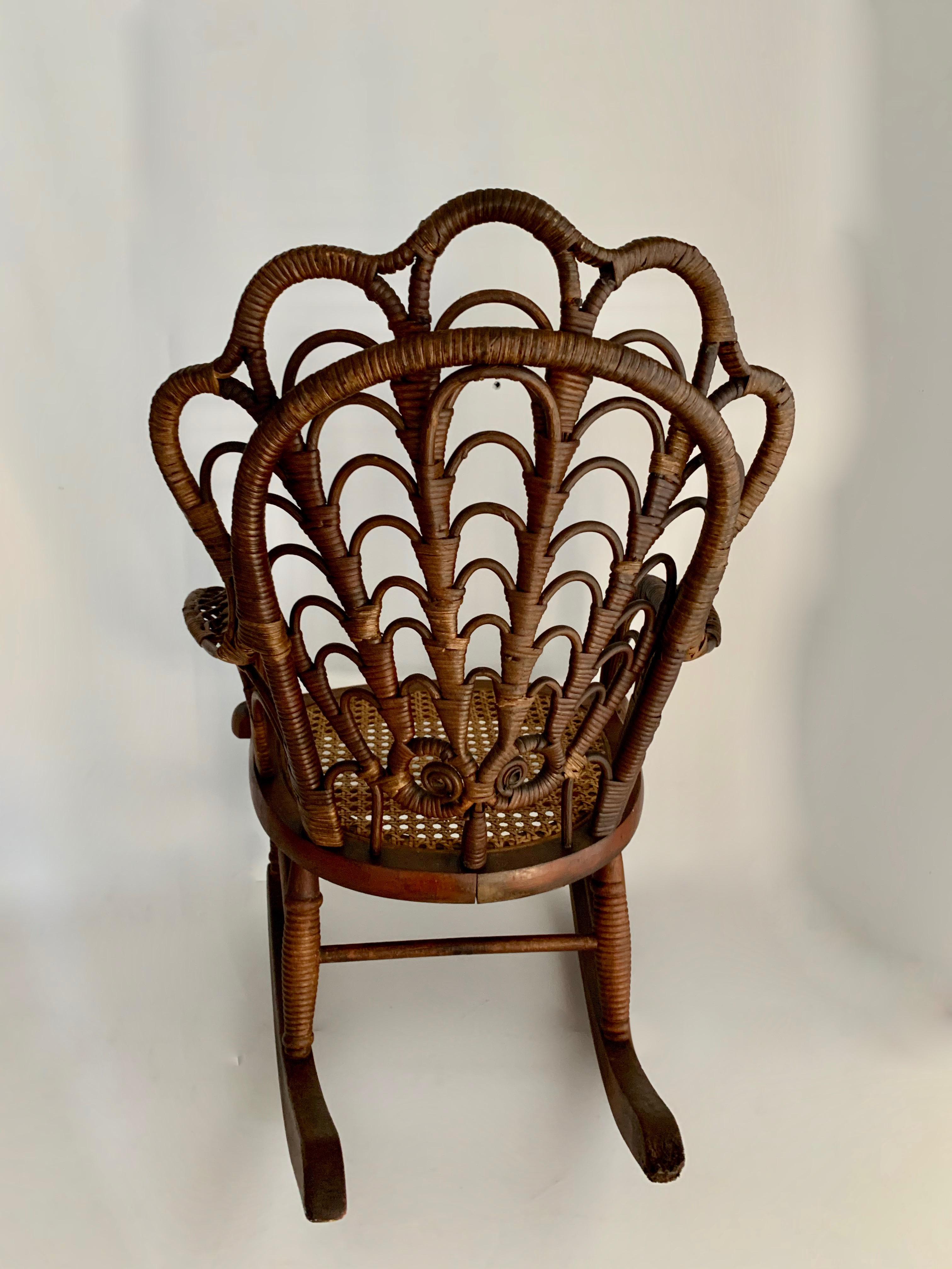 Pair of Childs Wicker Chair and Rocker 5