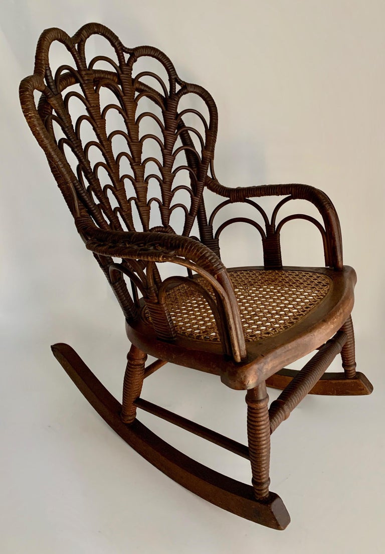 Pair of Childs Wicker Chair and Rocker at 1stDibs child's wicker chair, kids wicker chair