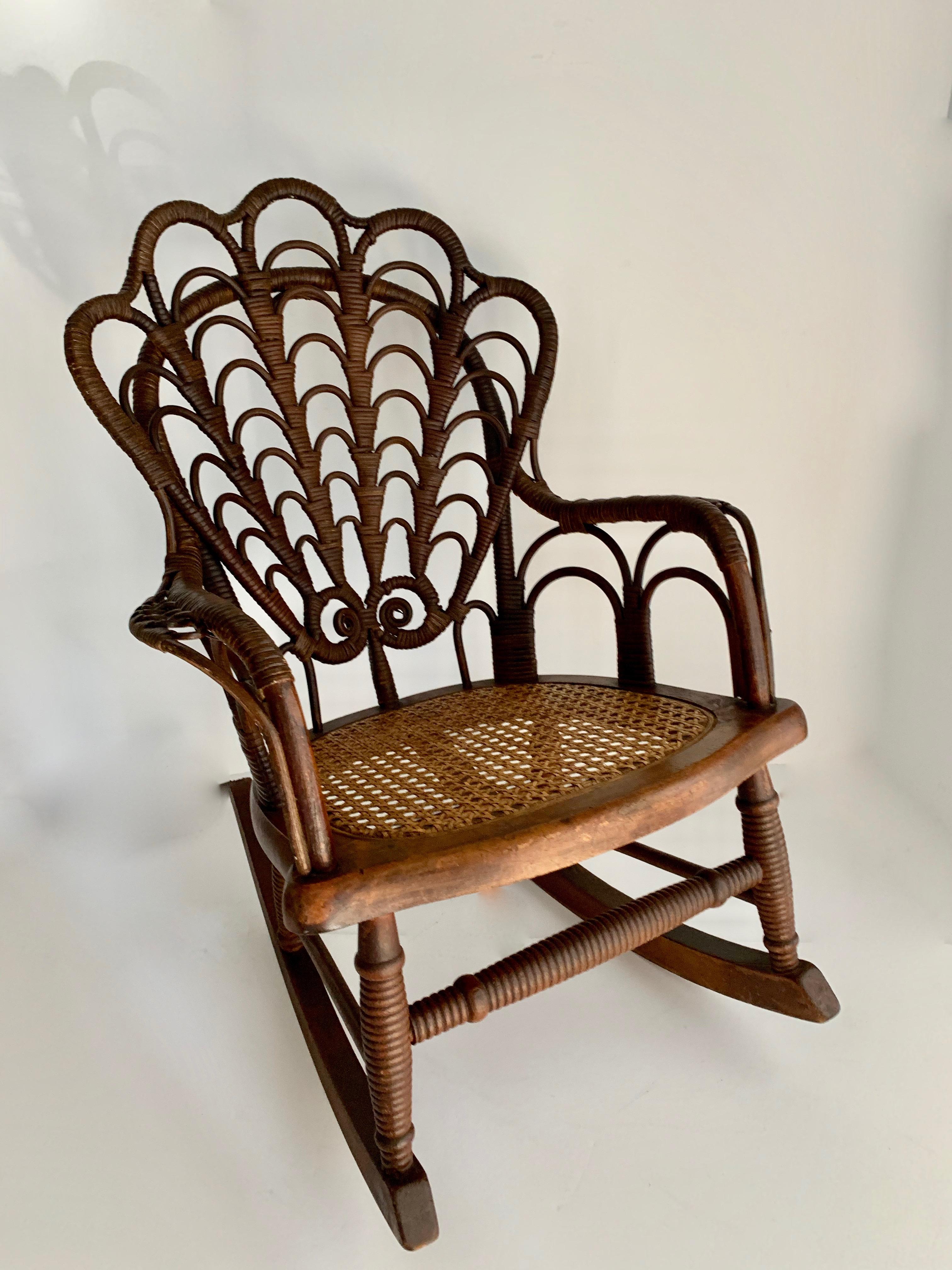 Pair of Childs Wicker Chair and Rocker 9