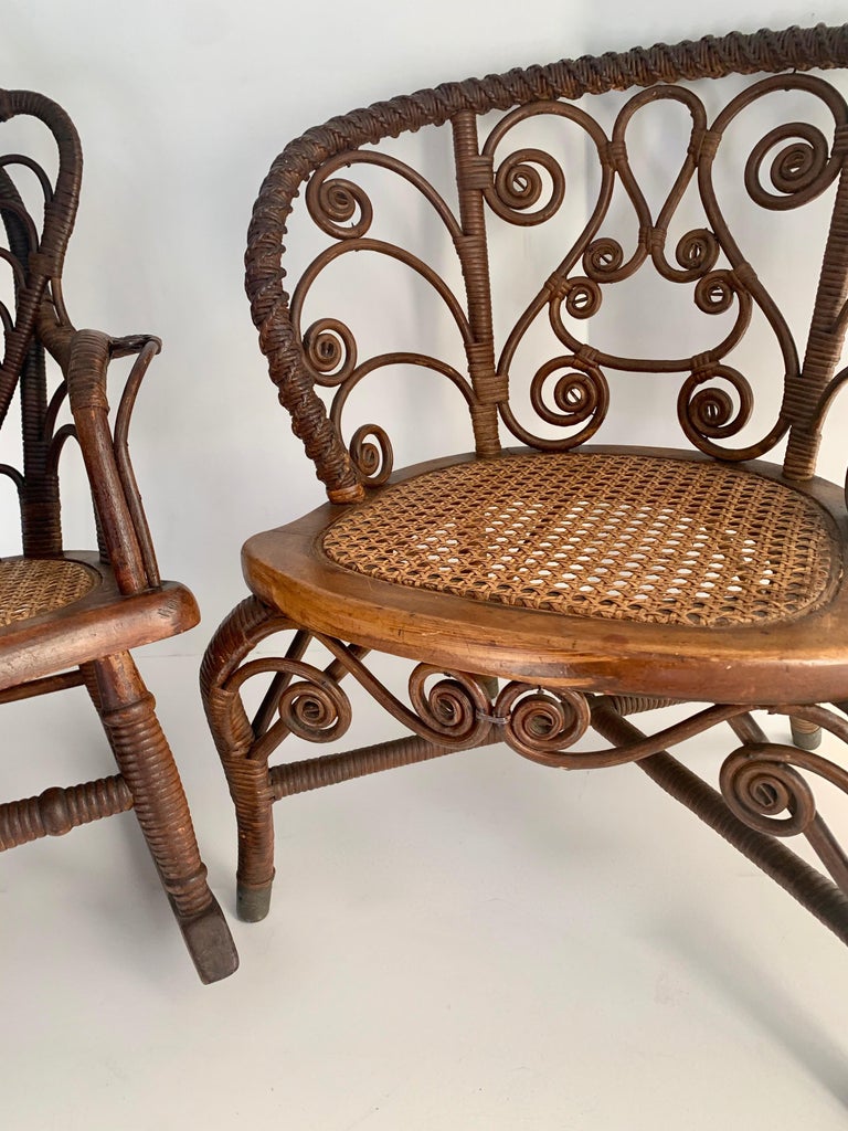 Pair of Childs Wicker Chair and Rocker at 1stDibs child's wicker
