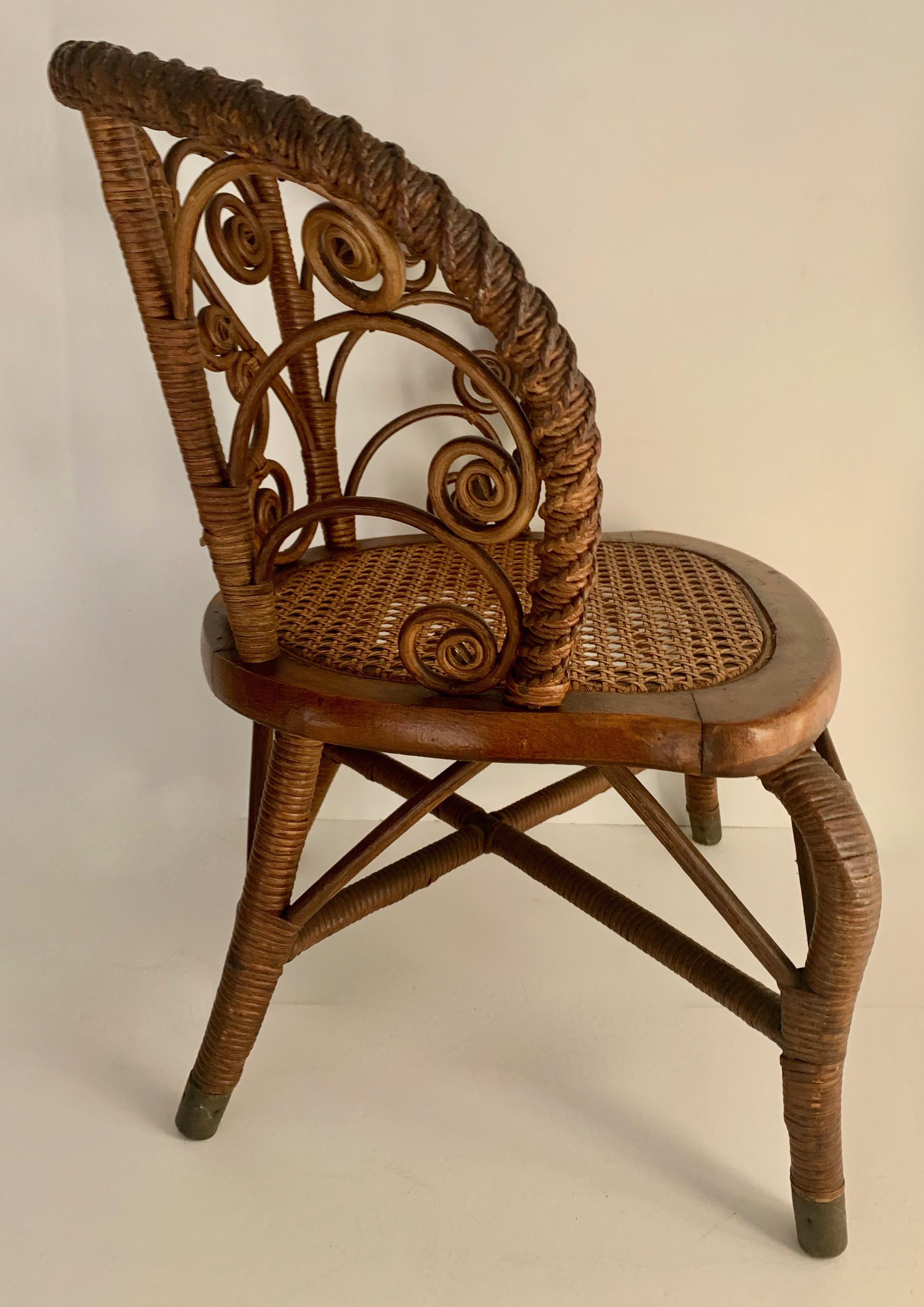 Victorian Pair of Childs Wicker Chair and Rocker