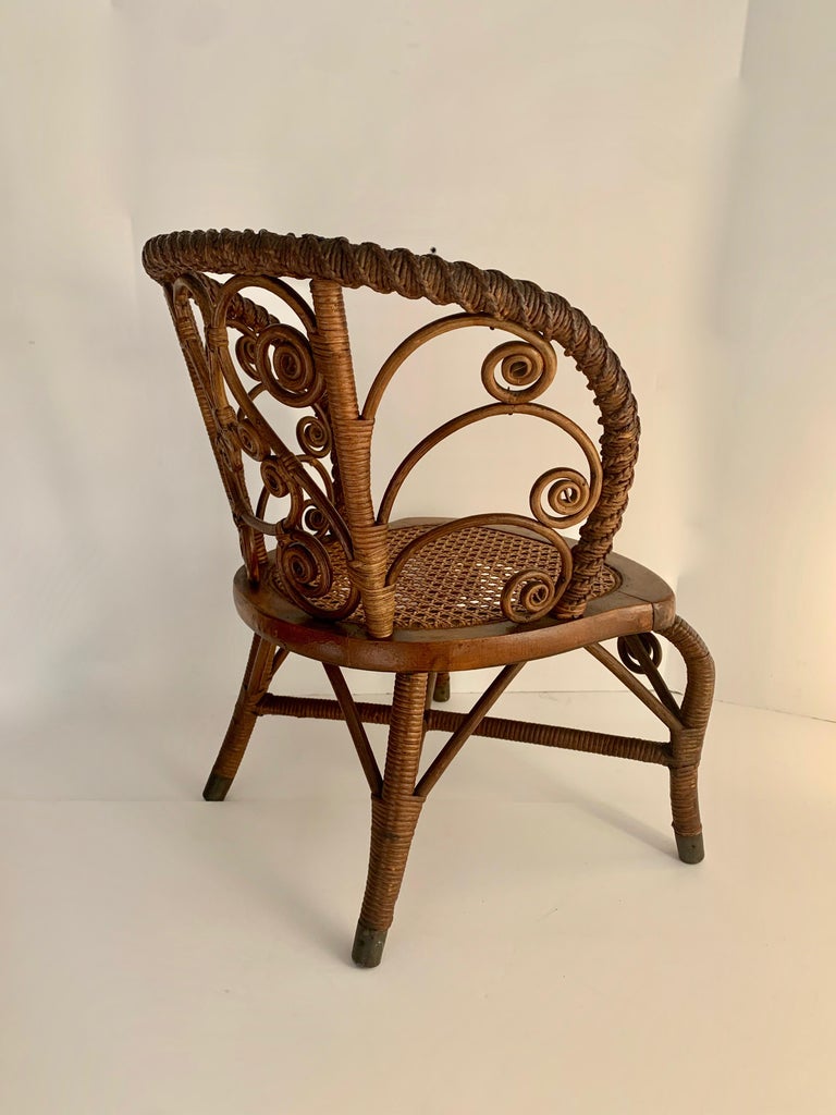 Pair of Childs Wicker Chair and Rocker at 1stDibs child's wicker