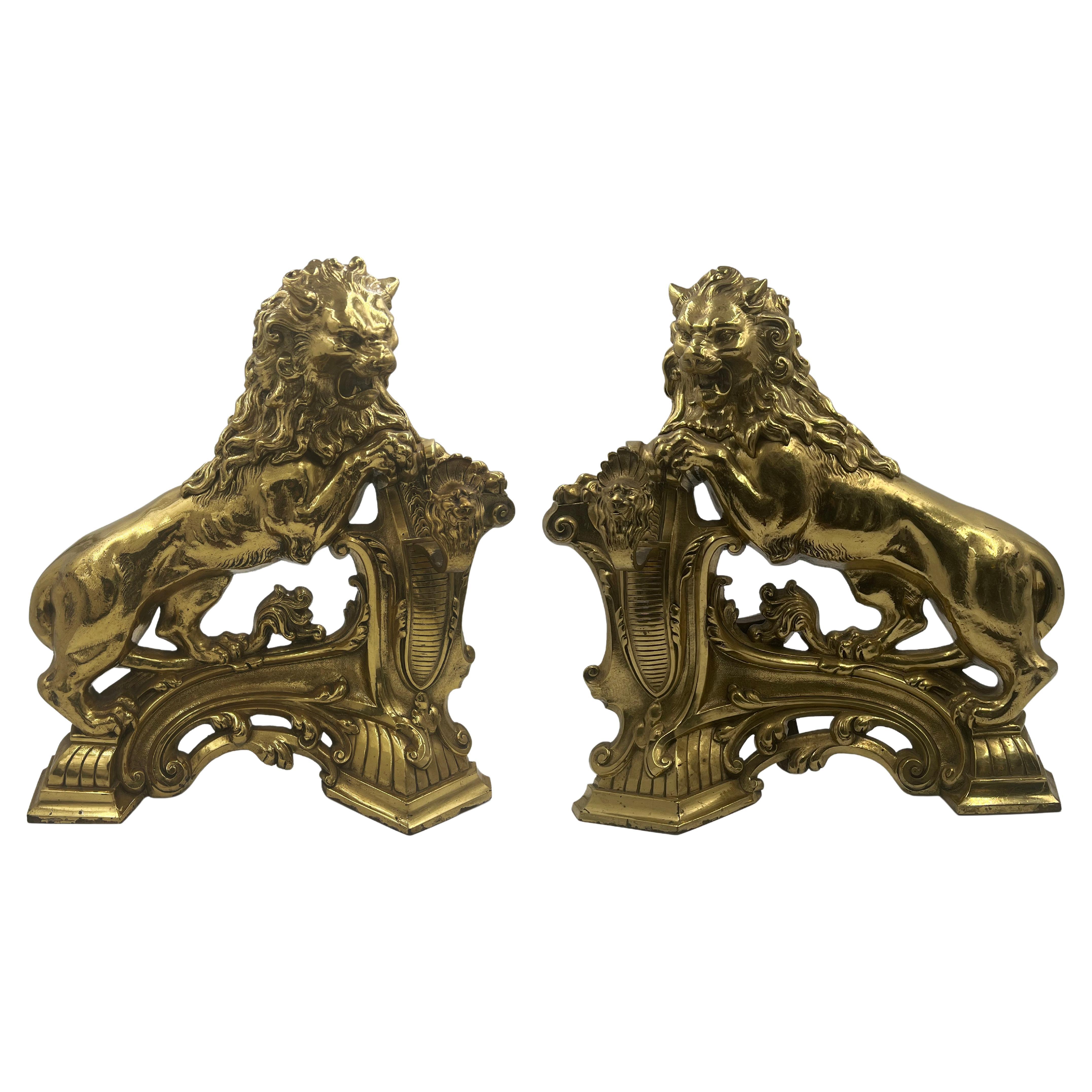 Pair of Chimney Pots in Gilded Bronze, Florence 1890