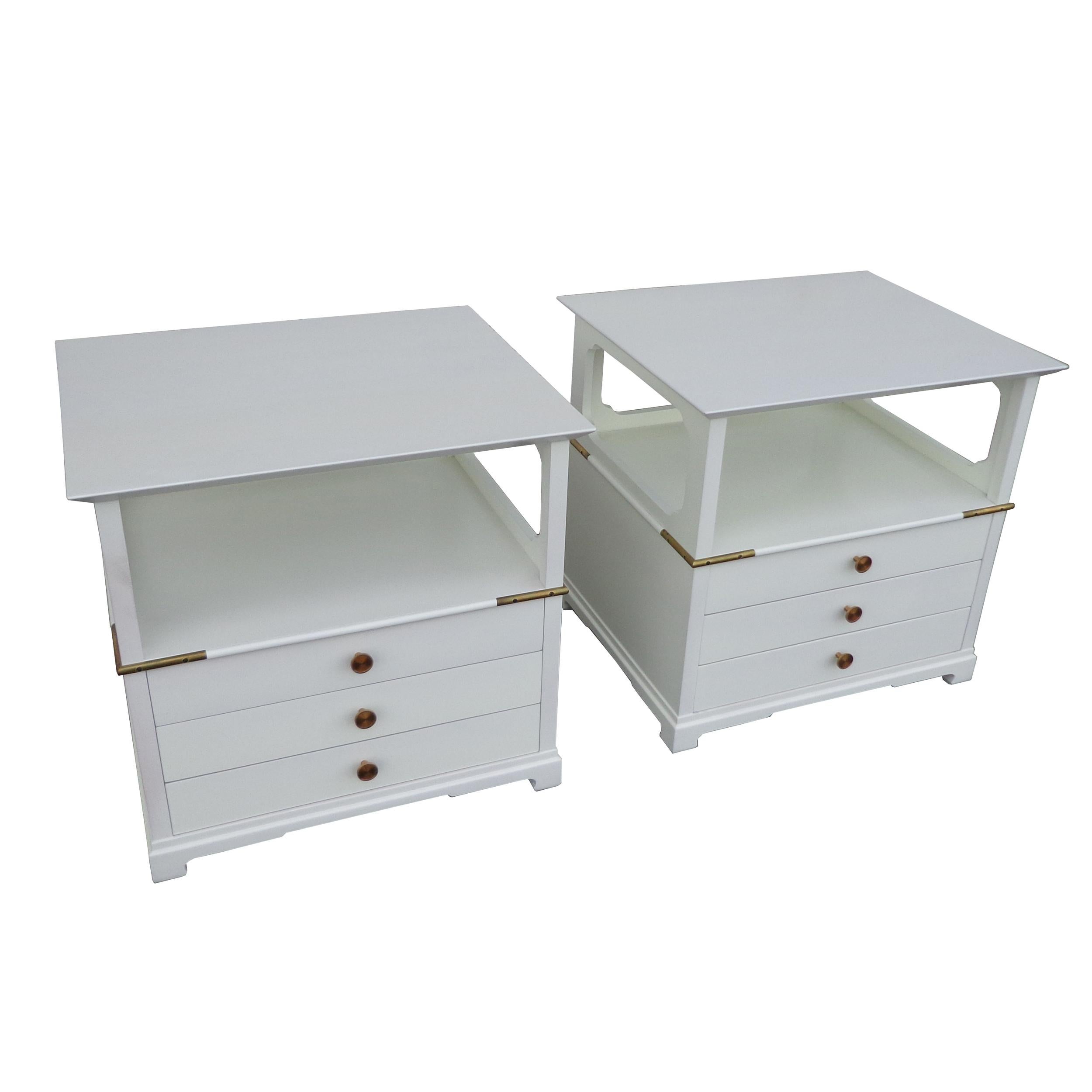 North American Pair of Chin Hua Nightstands by Renzo Rutili for Johnson Furniture Co