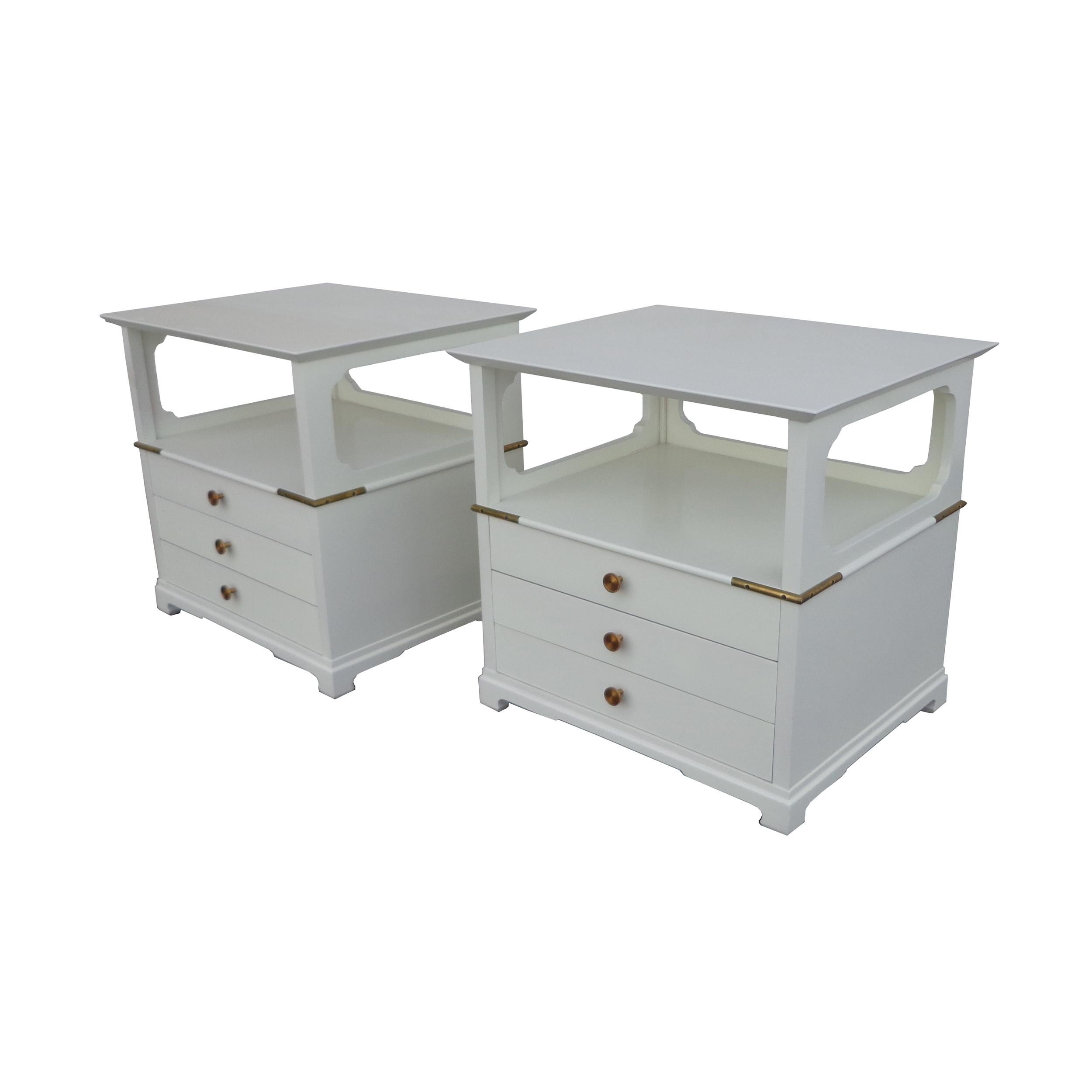 Pair of Chin Hua Nightstands by Renzo Rutili for Johnson Furniture Co 1