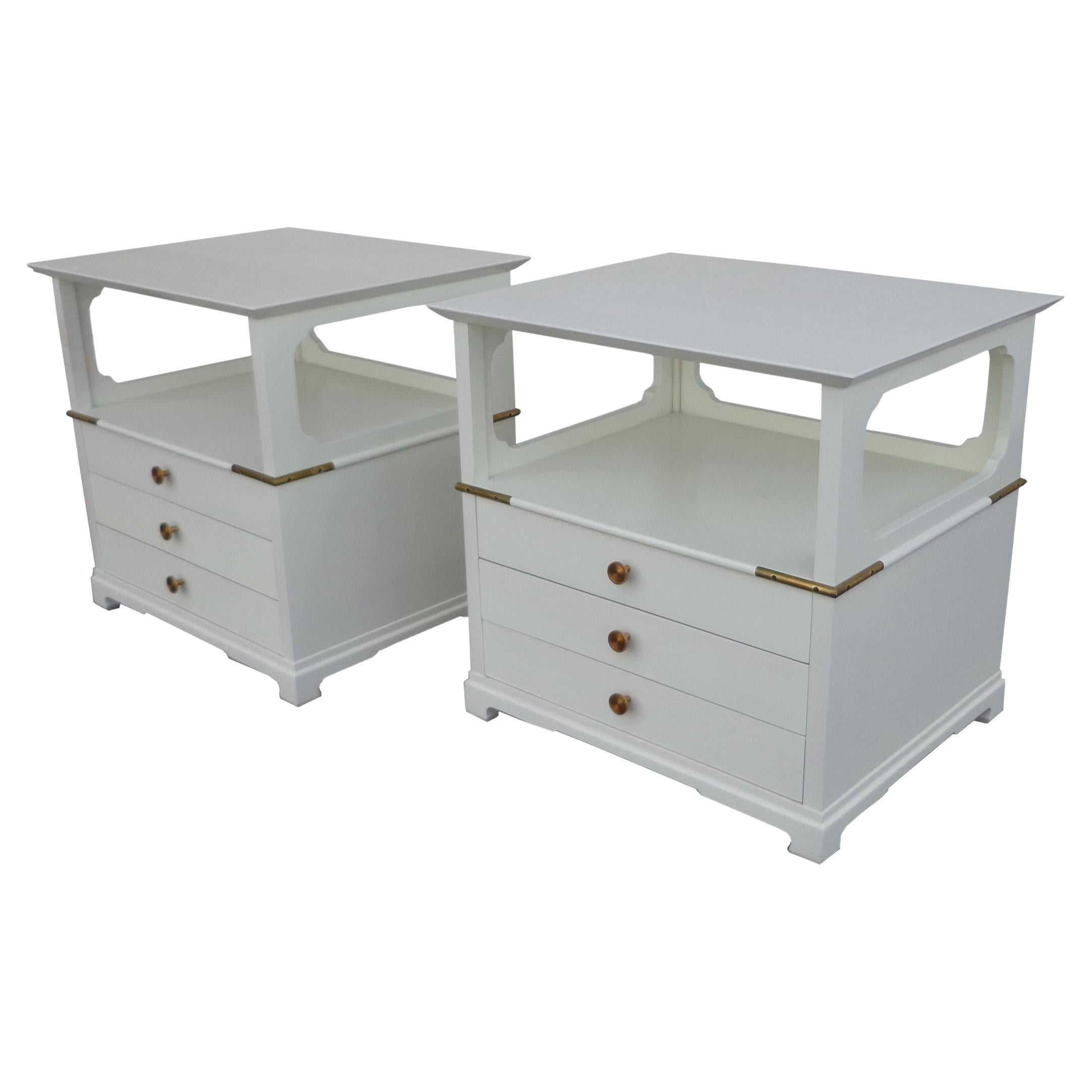 Pair of Chin Hua Nightstands by Renzo Rutili for Johnson Furniture Co
