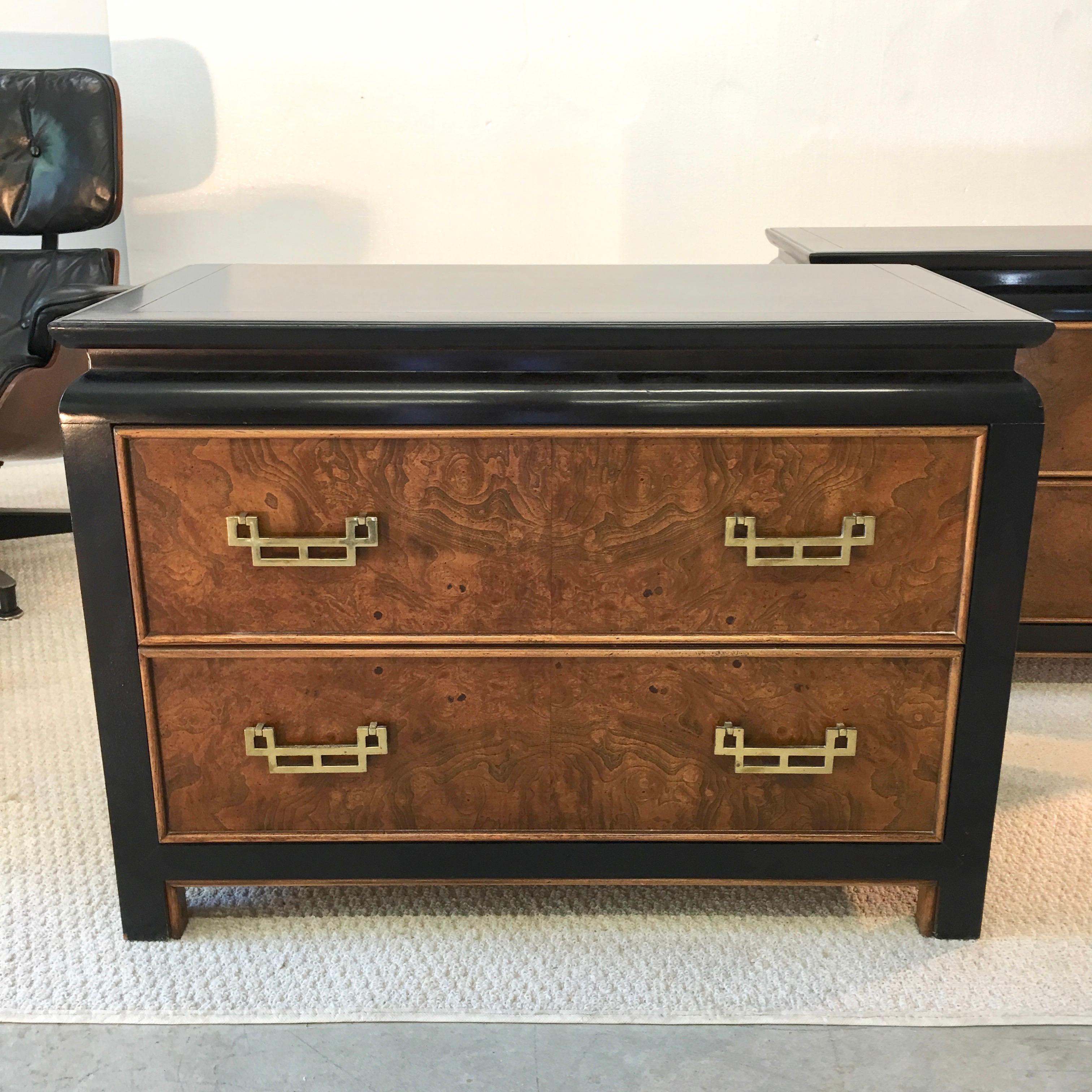 Hollywood Regency Pair of Chin Hua Two-Drawer Chests by Ray Sabota for Century Furniture