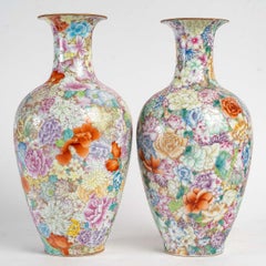 Pair of China Porcelain Vases with "Thousand Flowers" Design