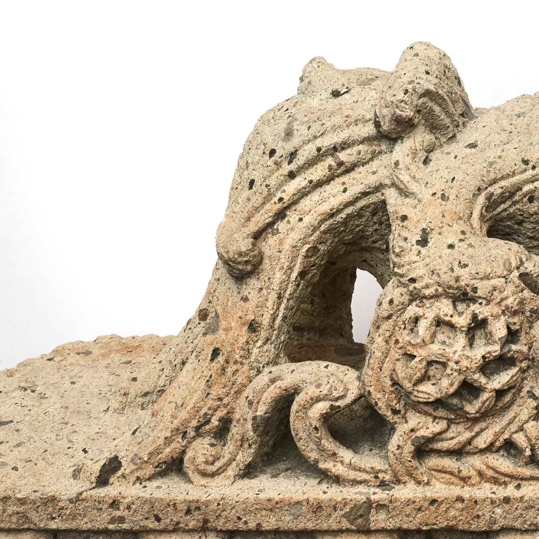 18th Century and Earlier Pair of Chinese 16th-17th Century Carved Stone Guardian Lion Sculptures
