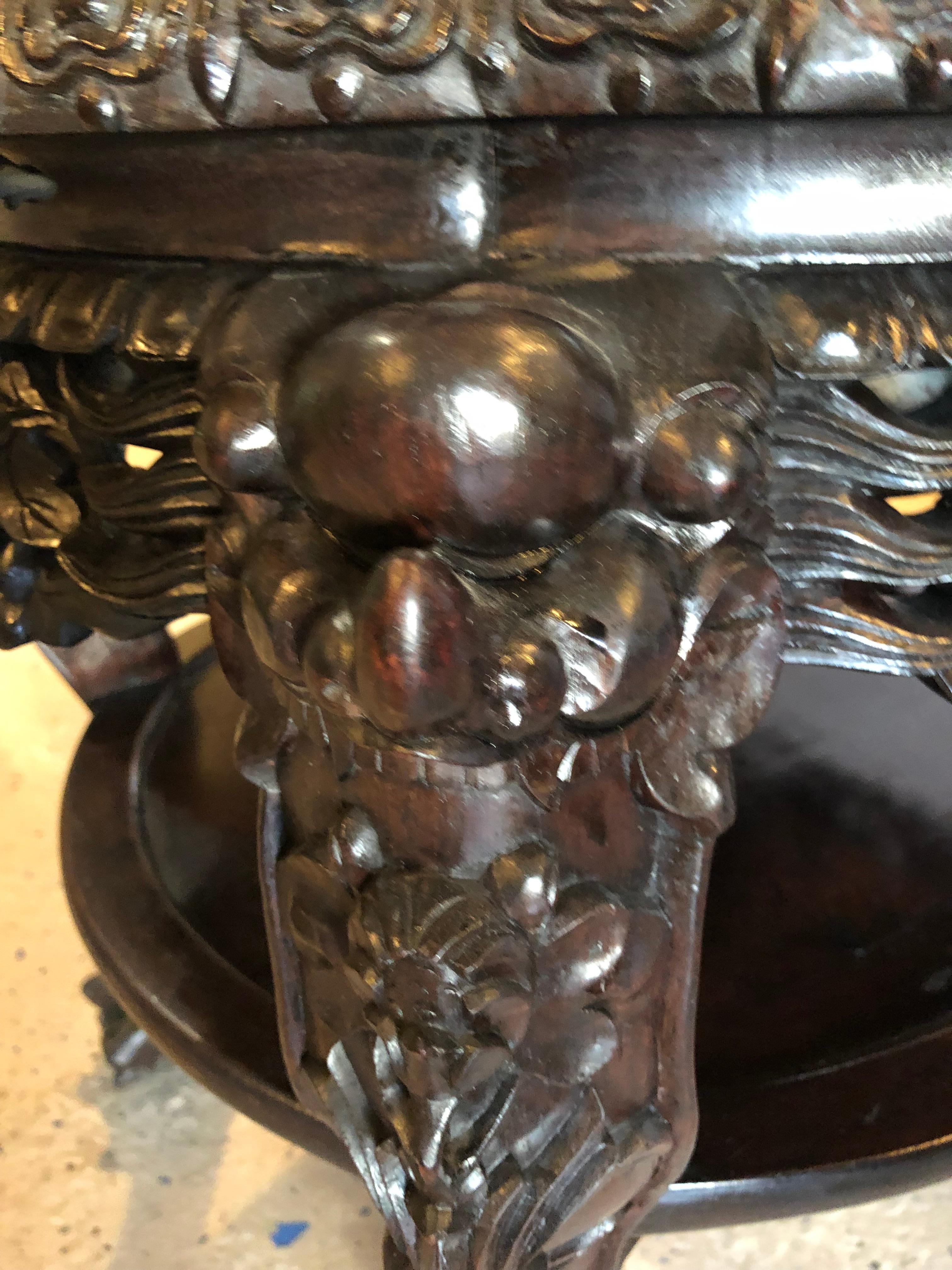 Pair of Chinese 19 Century Teak-Wood Marble Top Stands or End Tables 6