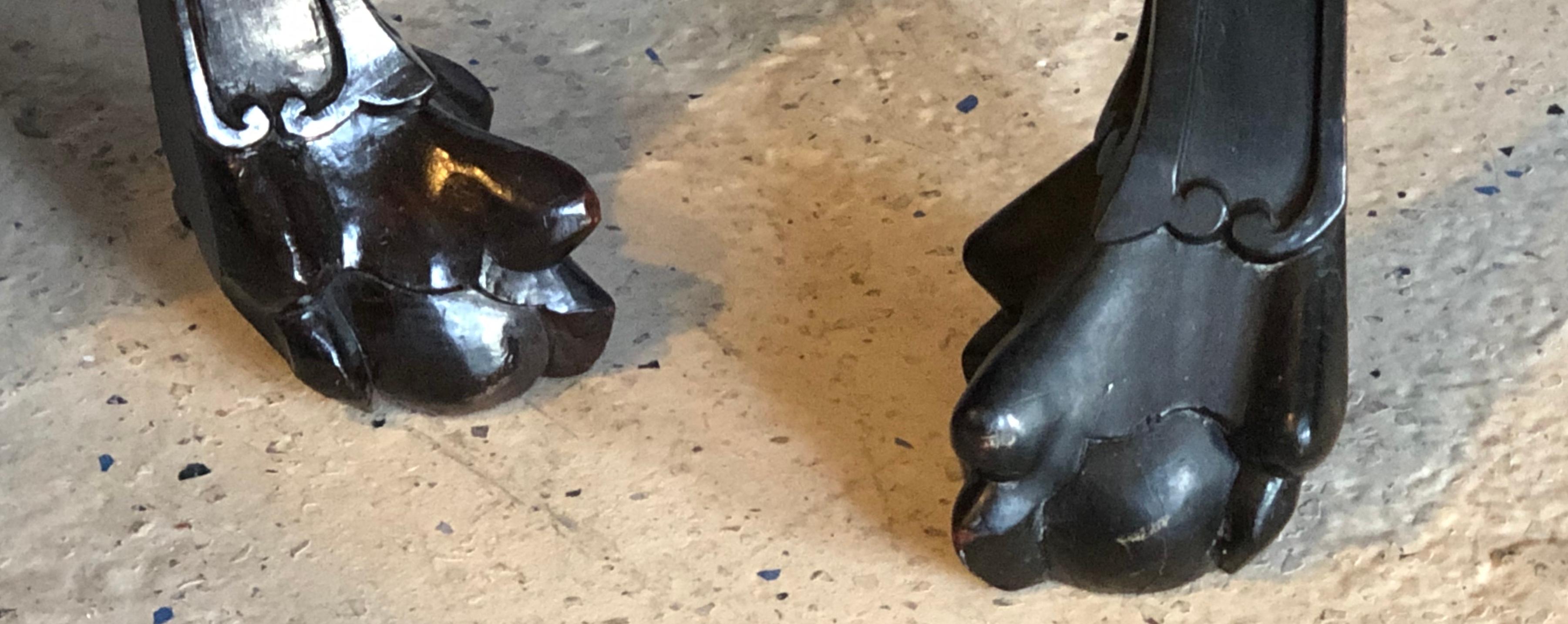 Pair of Chinese 19 Century Teak-Wood Marble Top Stands or End Tables 7