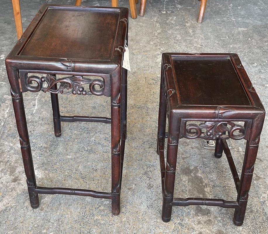 Pair of Chinese 19th Century Hand Carved Nesting Tables 5