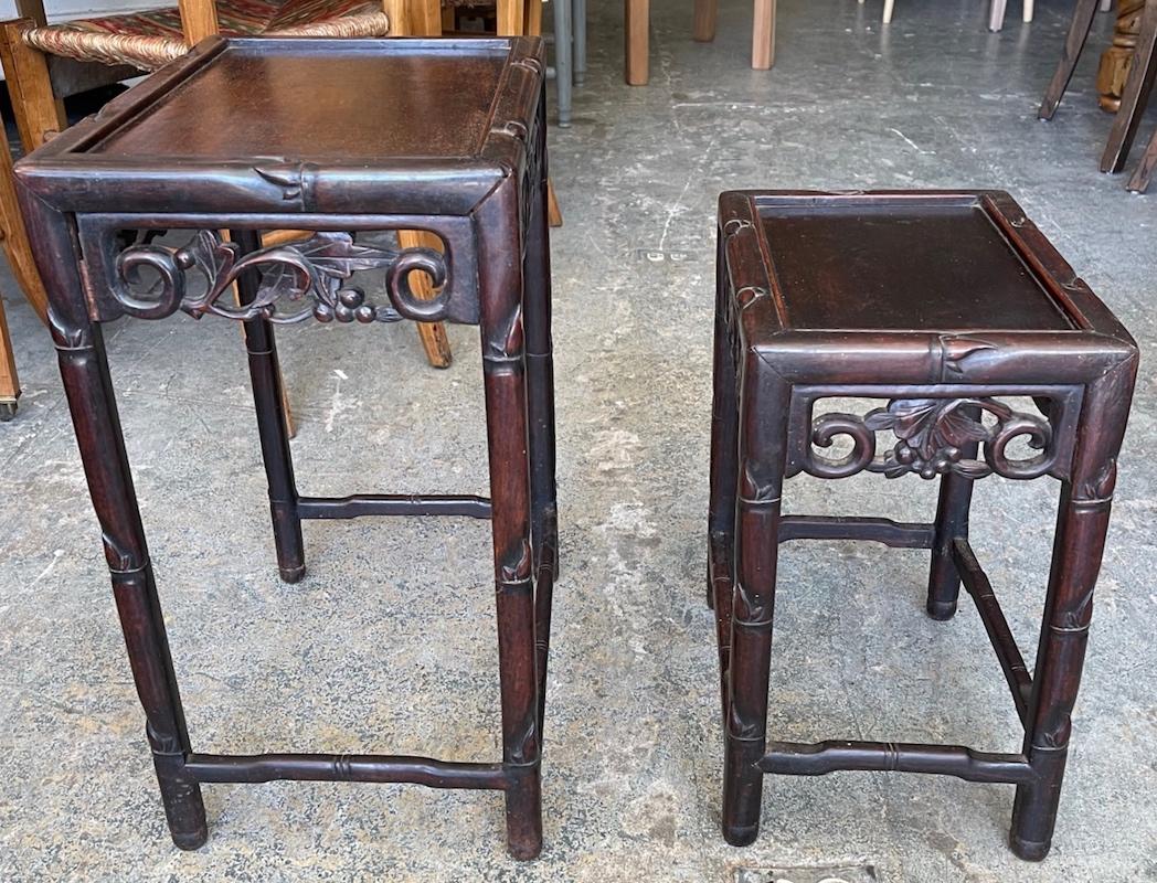 Pair of Chinese 19th Century Hand Carved Nesting Tables 8