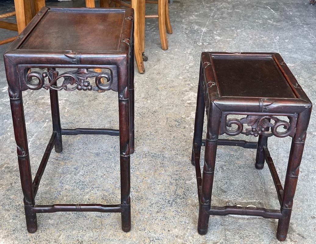 Pair of Chinese 19th Century Hand Carved Nesting Tables 3