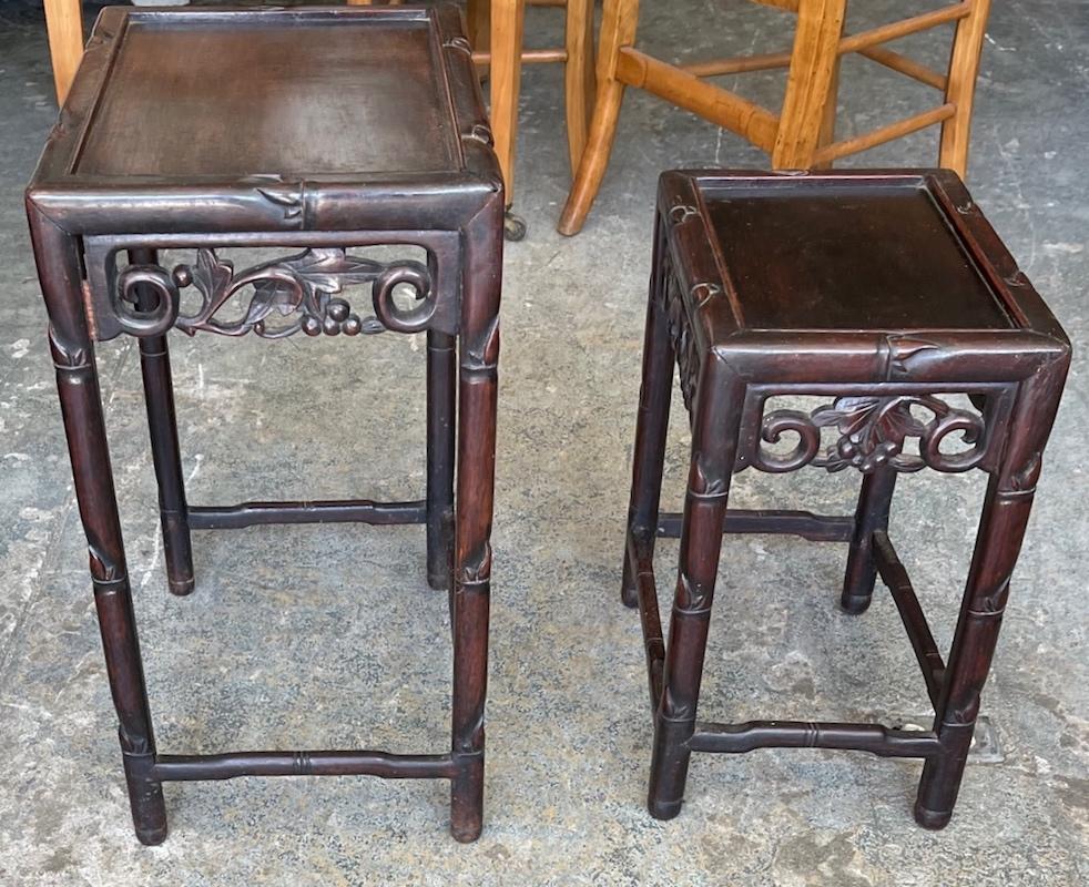 Pair of Chinese 19th Century Hand Carved Nesting Tables 4