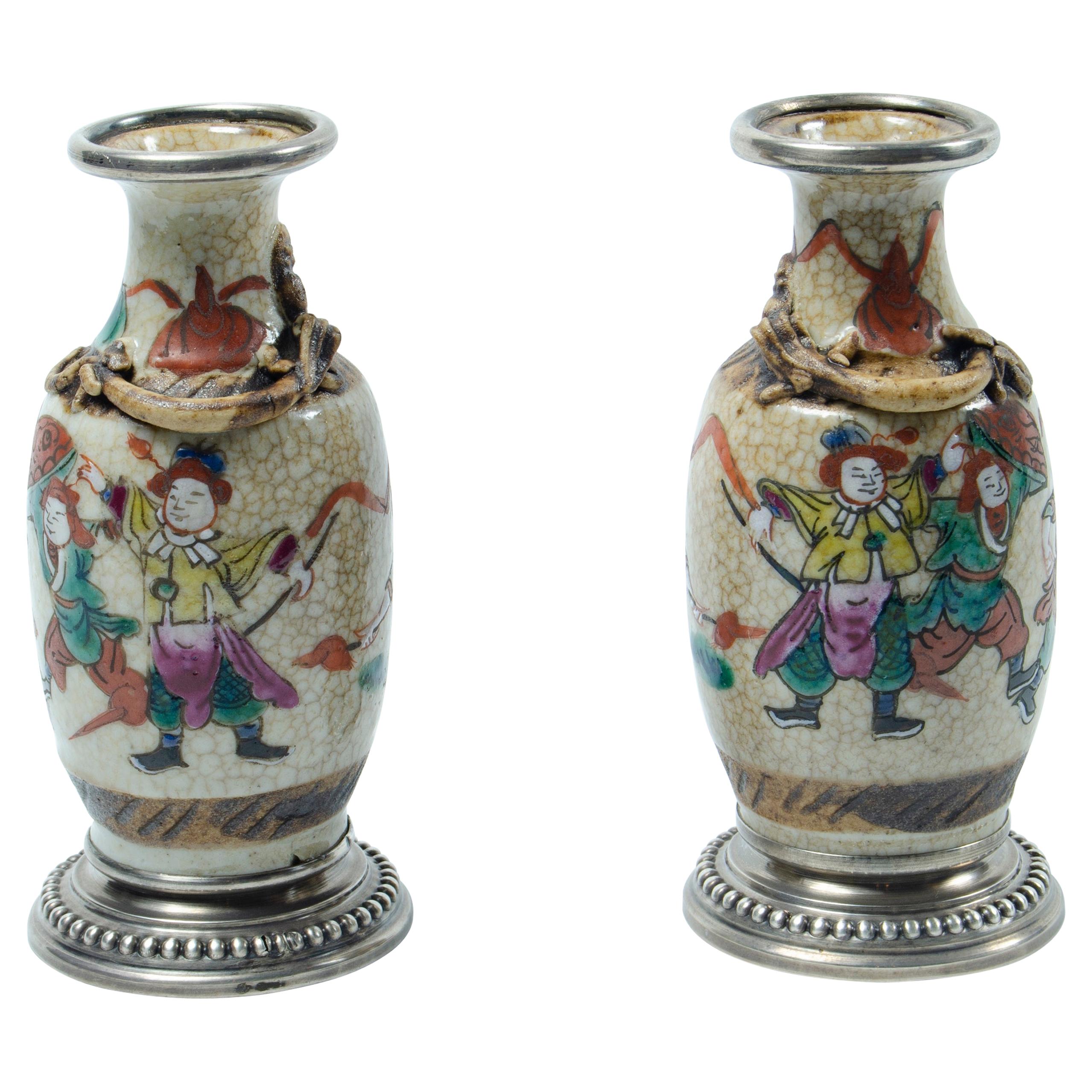 Pair of Chinese Amphoras -miniatures- For Sale