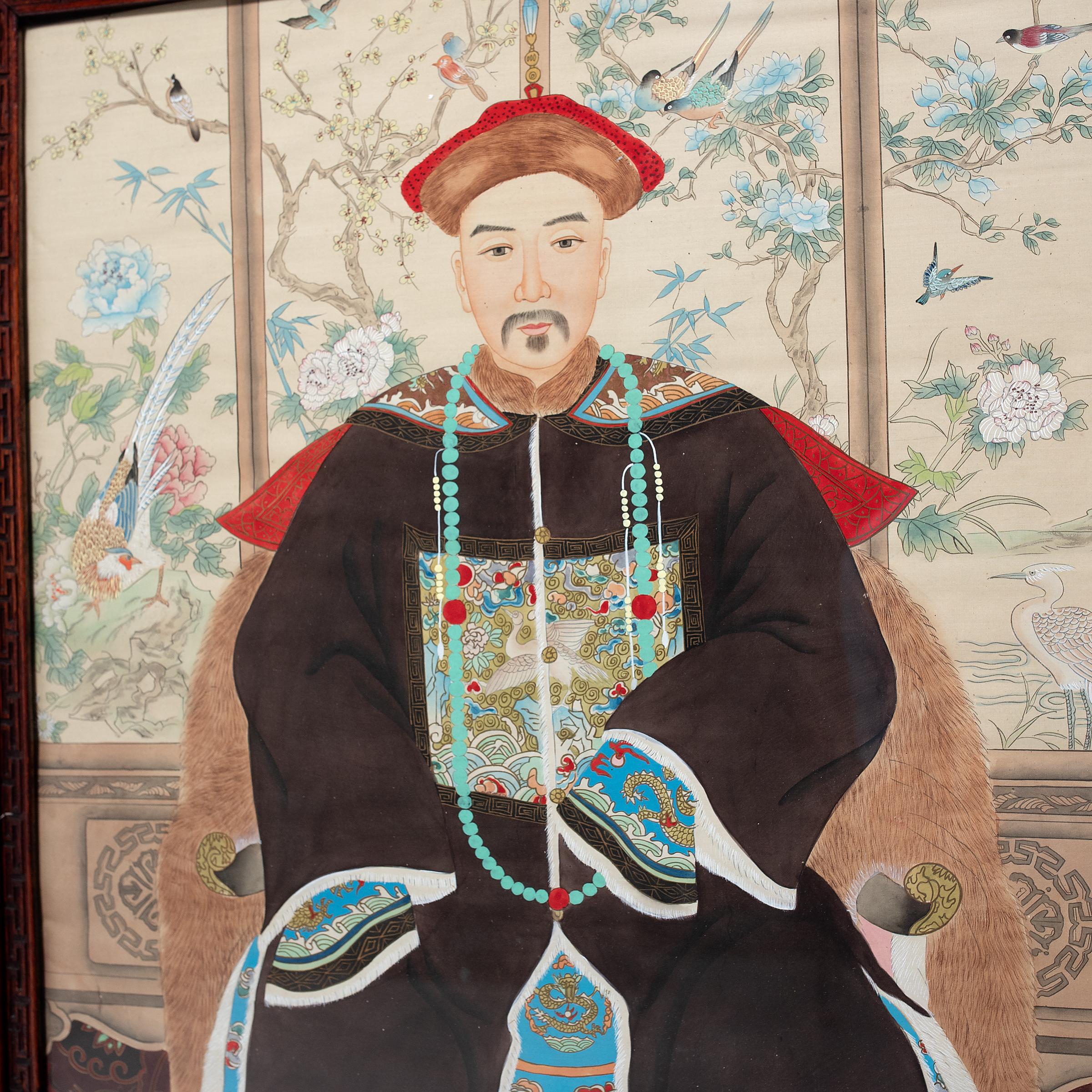 20th Century Pair of Chinese Ancestor Portrait Panels