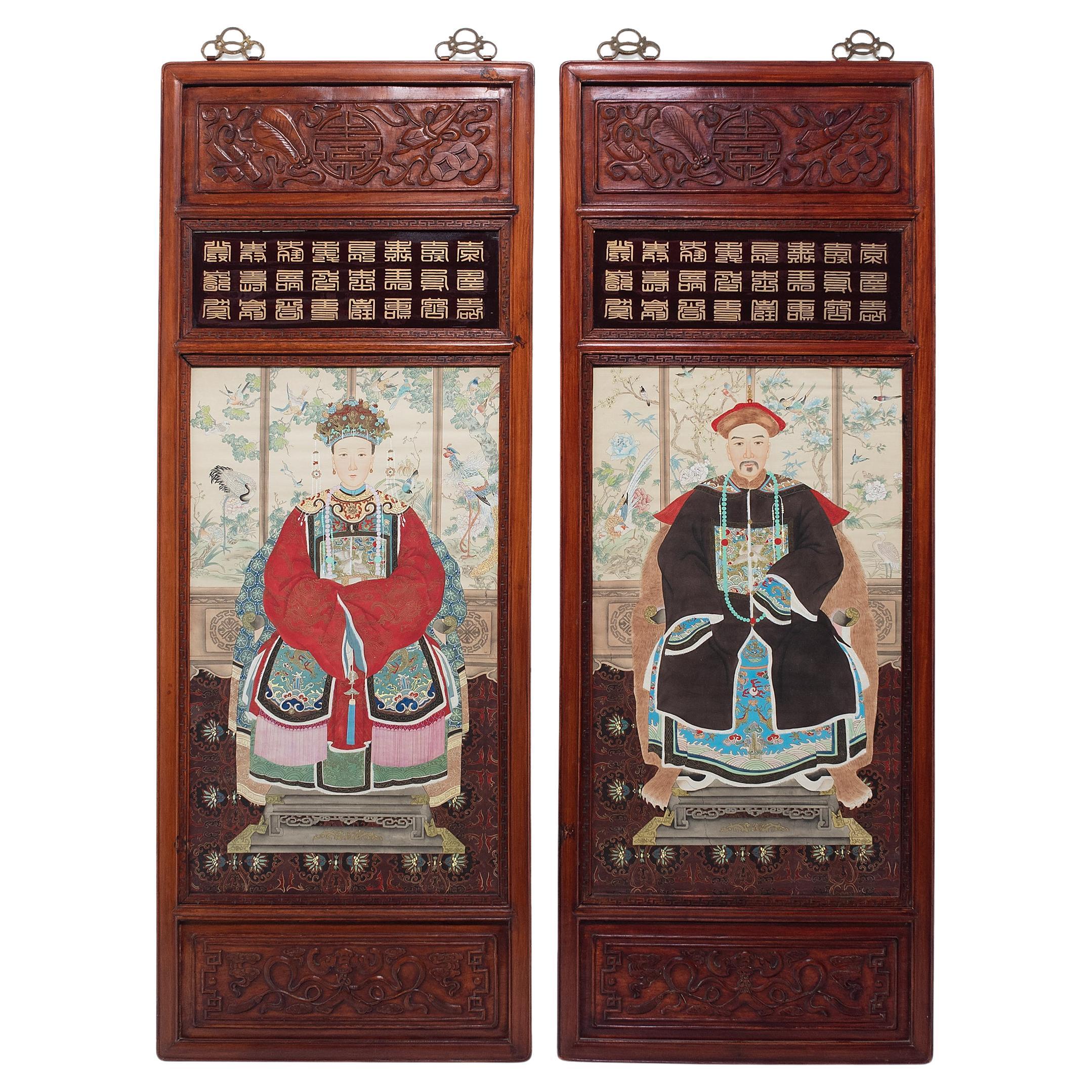 Pair of Chinese Ancestor Portrait Panels