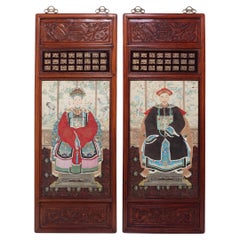 Pair of Chinese Ancestor Portrait Panels
