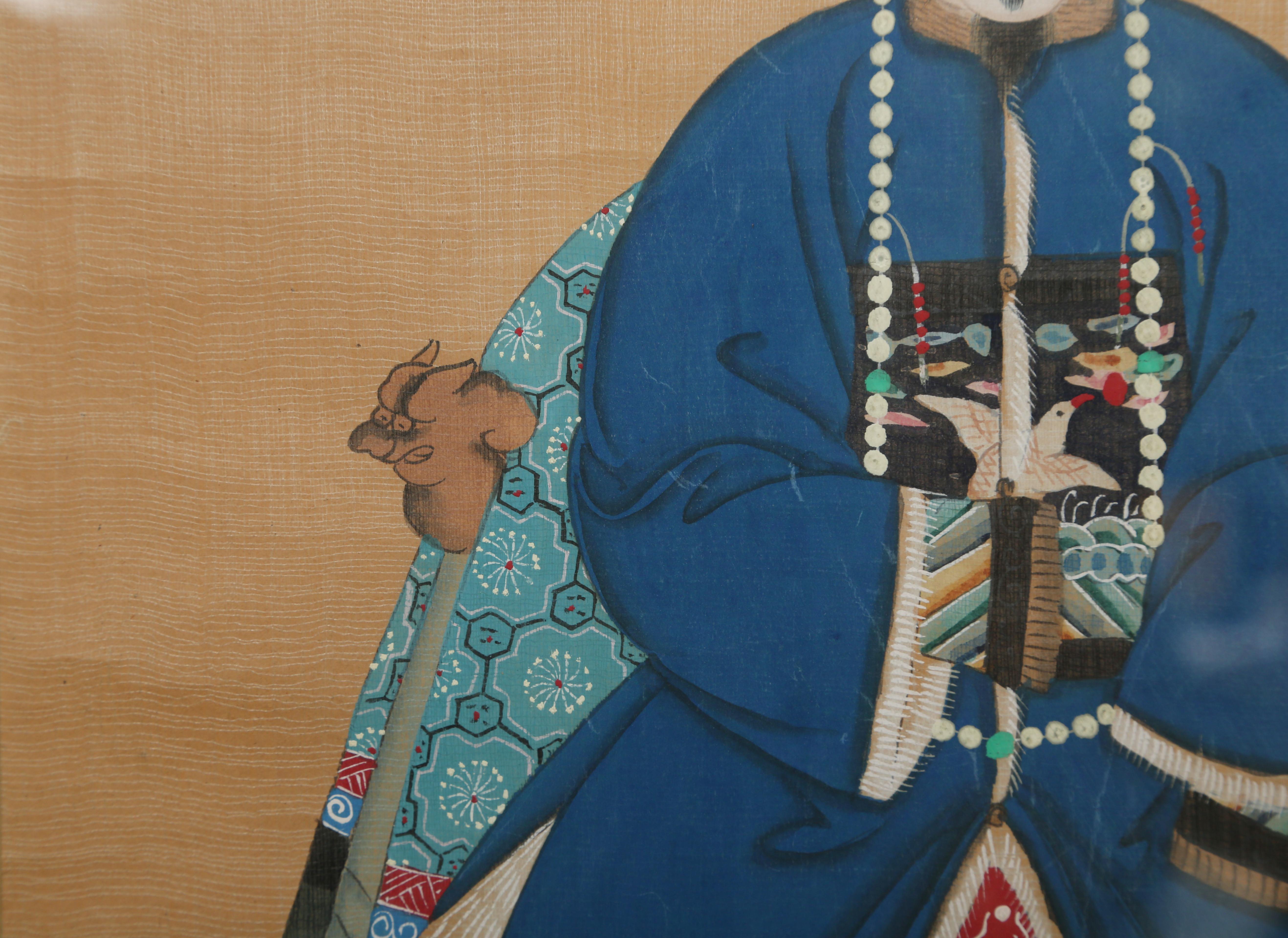 Chinoiserie Pair of Chinese Ancestral Portraits