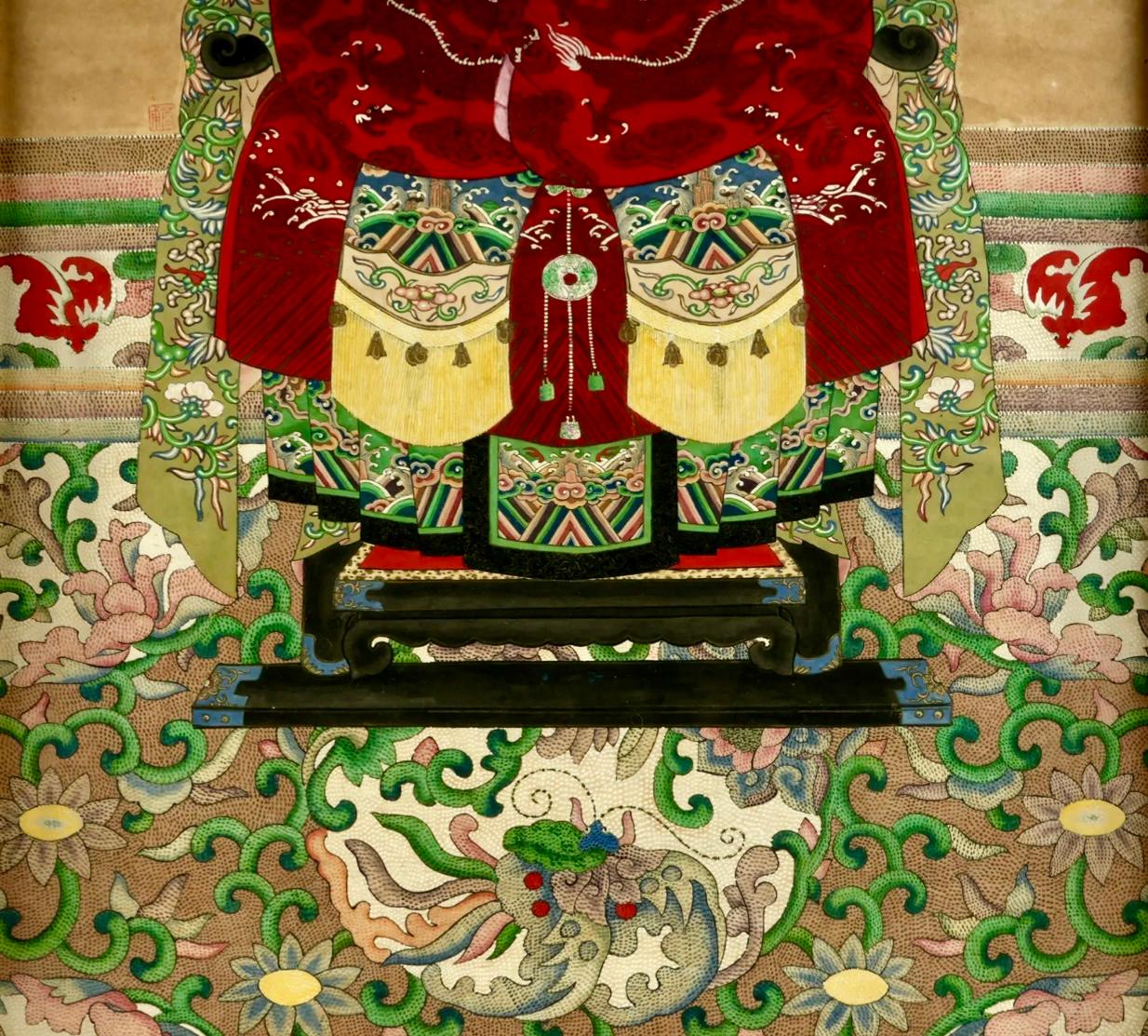 Pair Of Chinese Ancestral Portraits In Faux Bamboo Frames 1