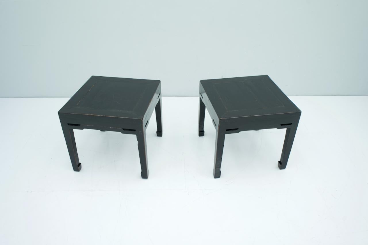 Late 19th Century Pair of Chinese Antique Side Tables For Sale