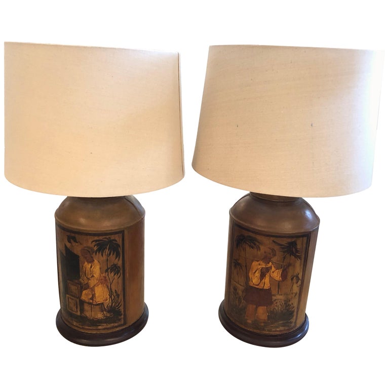 Pair Of Chinese Antique Tea Cannistr Lamps For At 1stdibs Pair Of Chinese Antique Tea Cannistr Lamps For