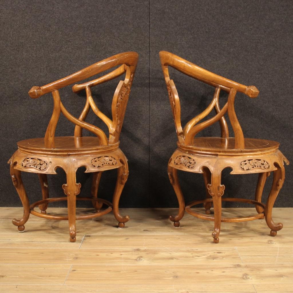 Pair of Chinese Armchairs in Exotic Wood, 20th Century For Sale 1