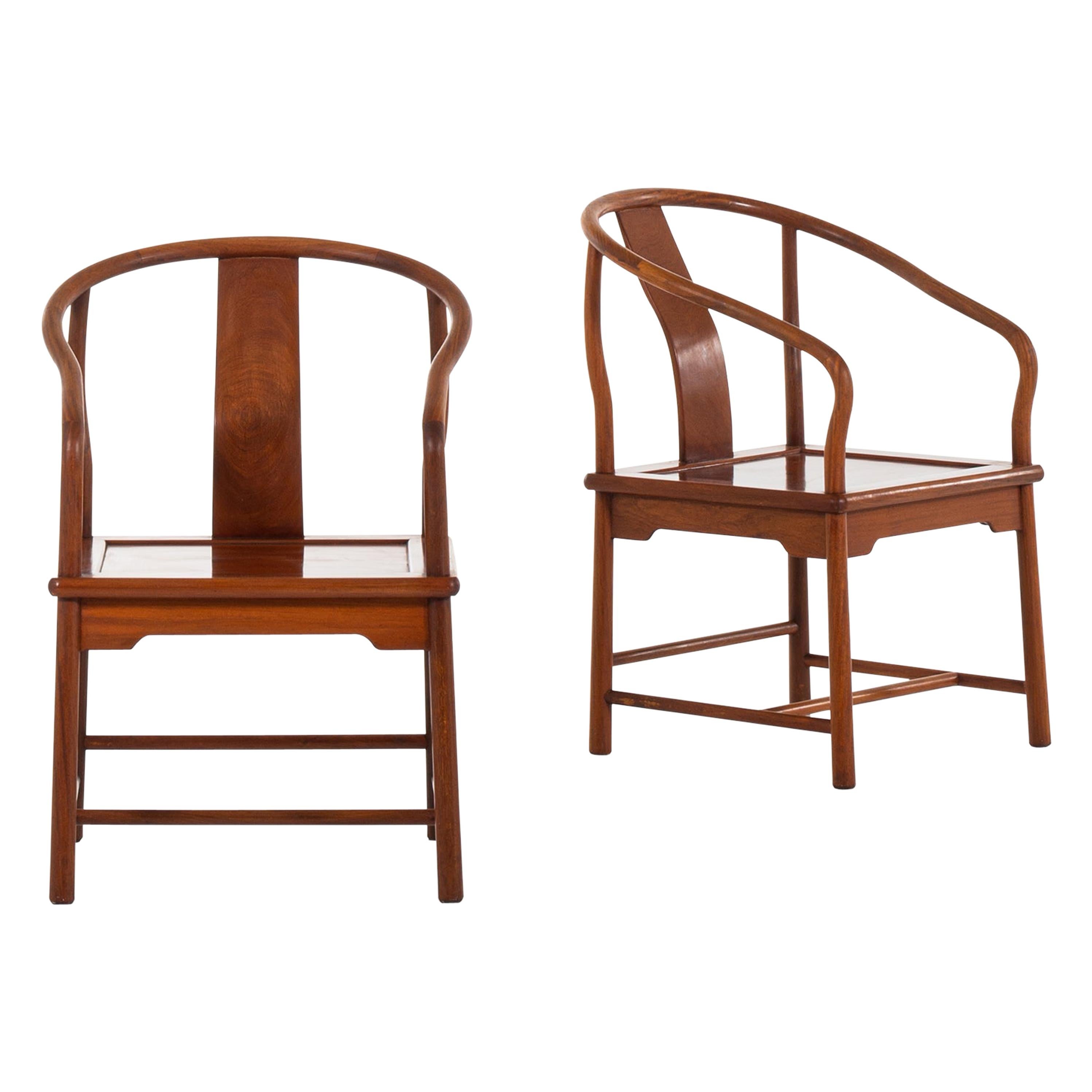 Pair of Chinese Armchairs in Mahogany