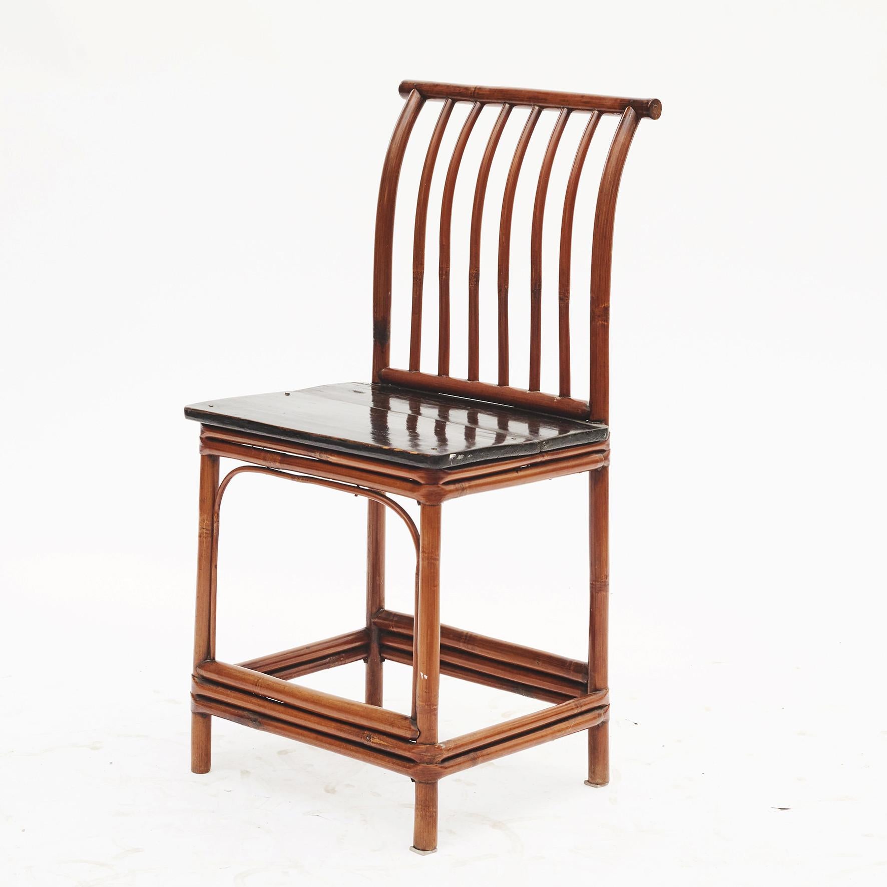 Asian Pair of Chinese Art Deco Bamboo Chairs