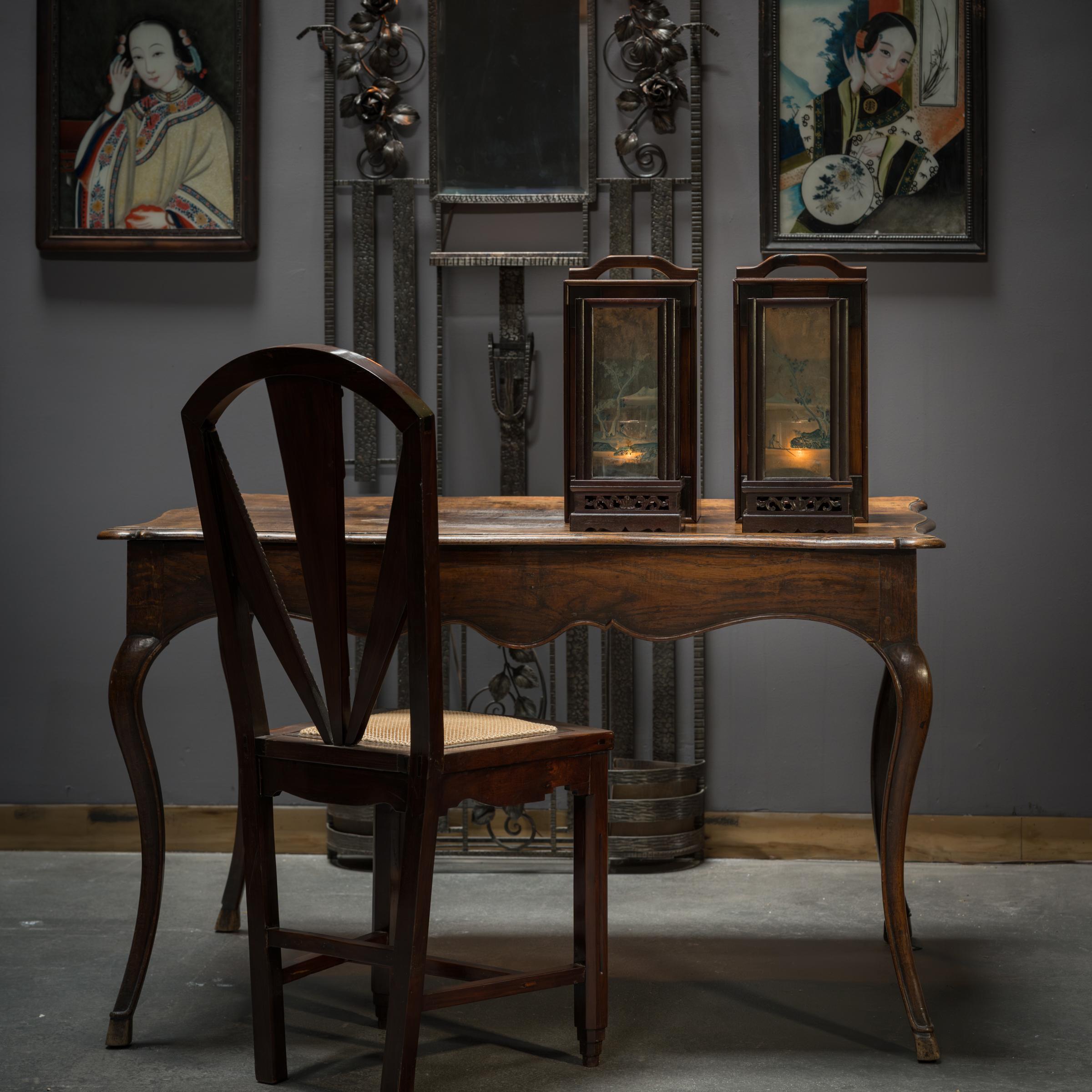 Art déco Paire de chaises d'appoint géométriques Art Déco chinoises, vers 1920 en vente