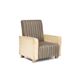 Pair Of Art Deco Lounges Chairs With Striped Fabric