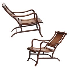 Pair of Chinese Art Deco Moon Reclining Chairs