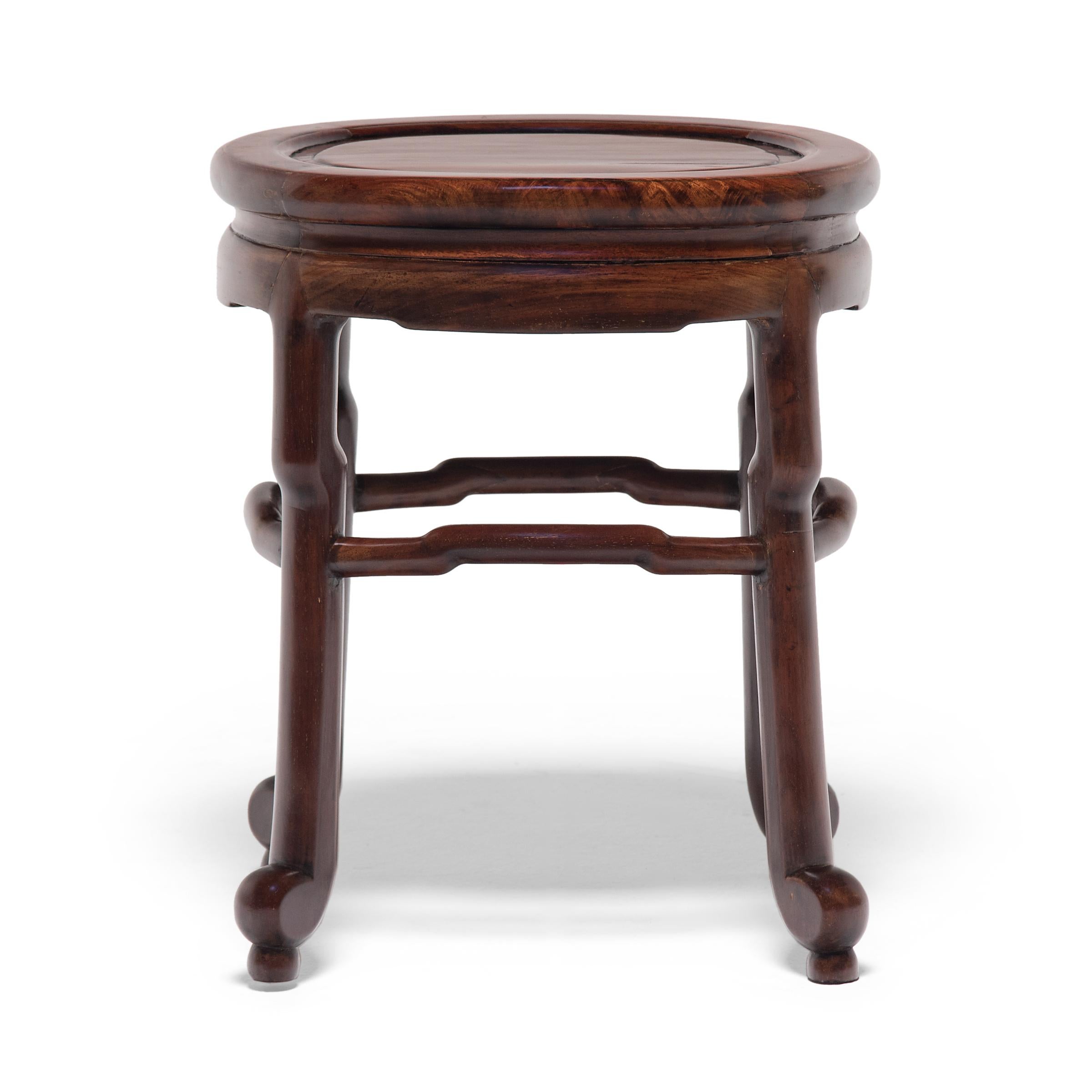 20th Century Pair of Chinese Art Deco Oval Stools, c. 1900