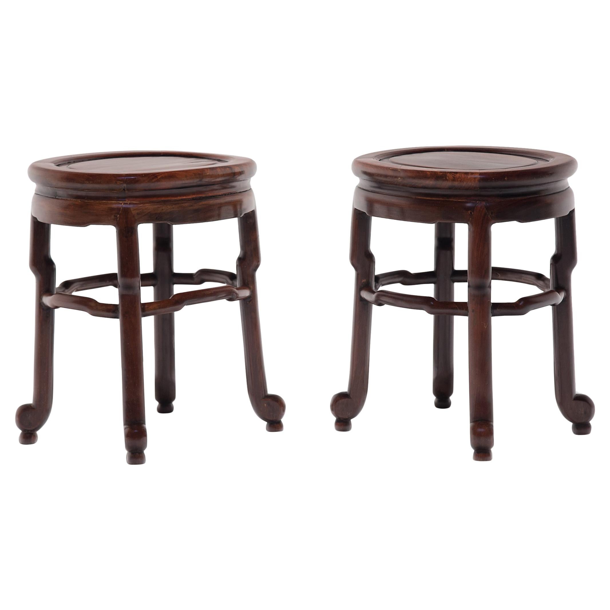 Pair of Chinese Art Deco Oval Stools, c. 1900