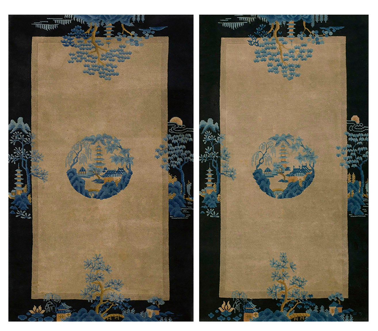 1920s Pair of Chinese Art Deco Carpets ( 3' x 4' 10" - 90 x 148 ) For Sale