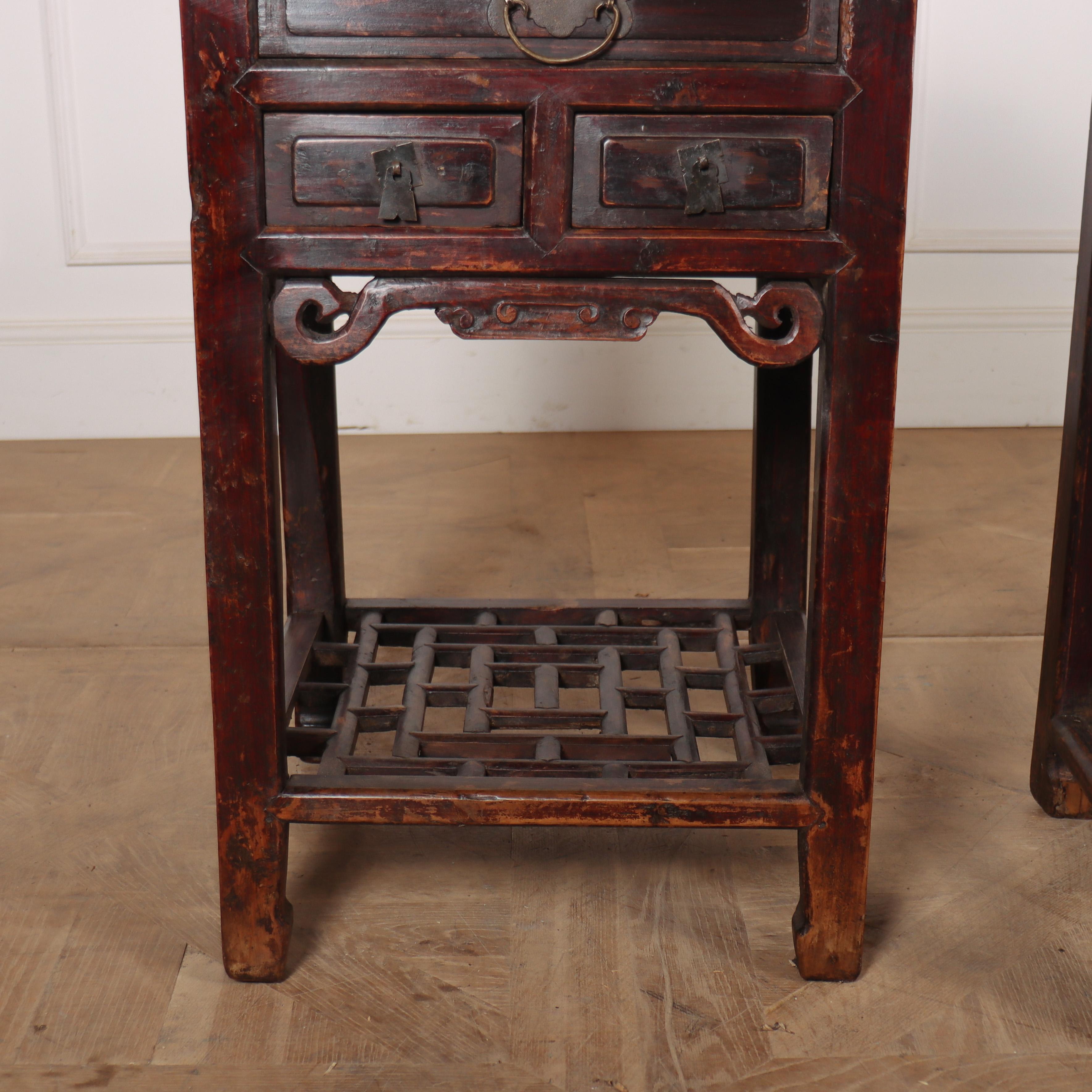 Pair of Chinese Bedside Tables In Good Condition For Sale In Leamington Spa, Warwickshire