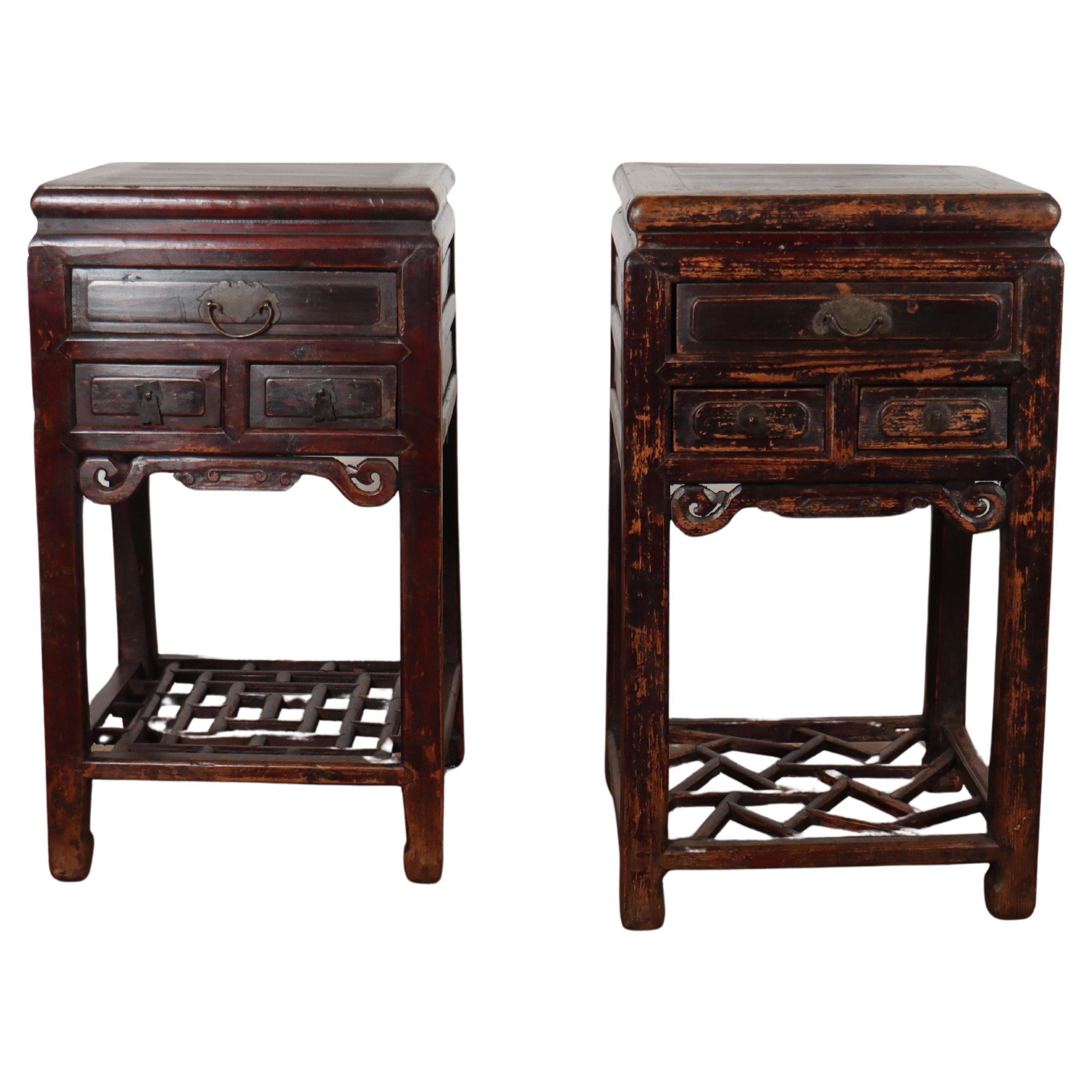Pair of Chinese Bedside Tables For Sale