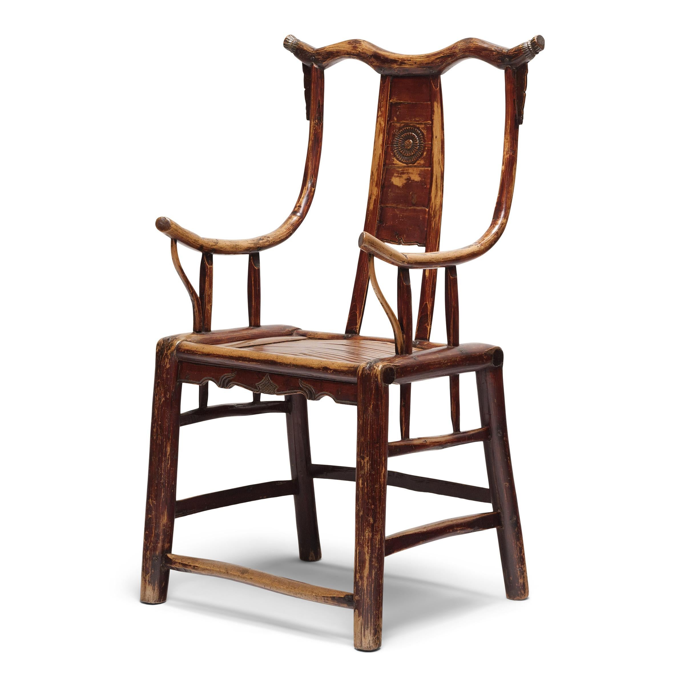 Qing Paire de fauteuils en bois de chrysanthème en bentwood chinois, c.I.C. en vente
