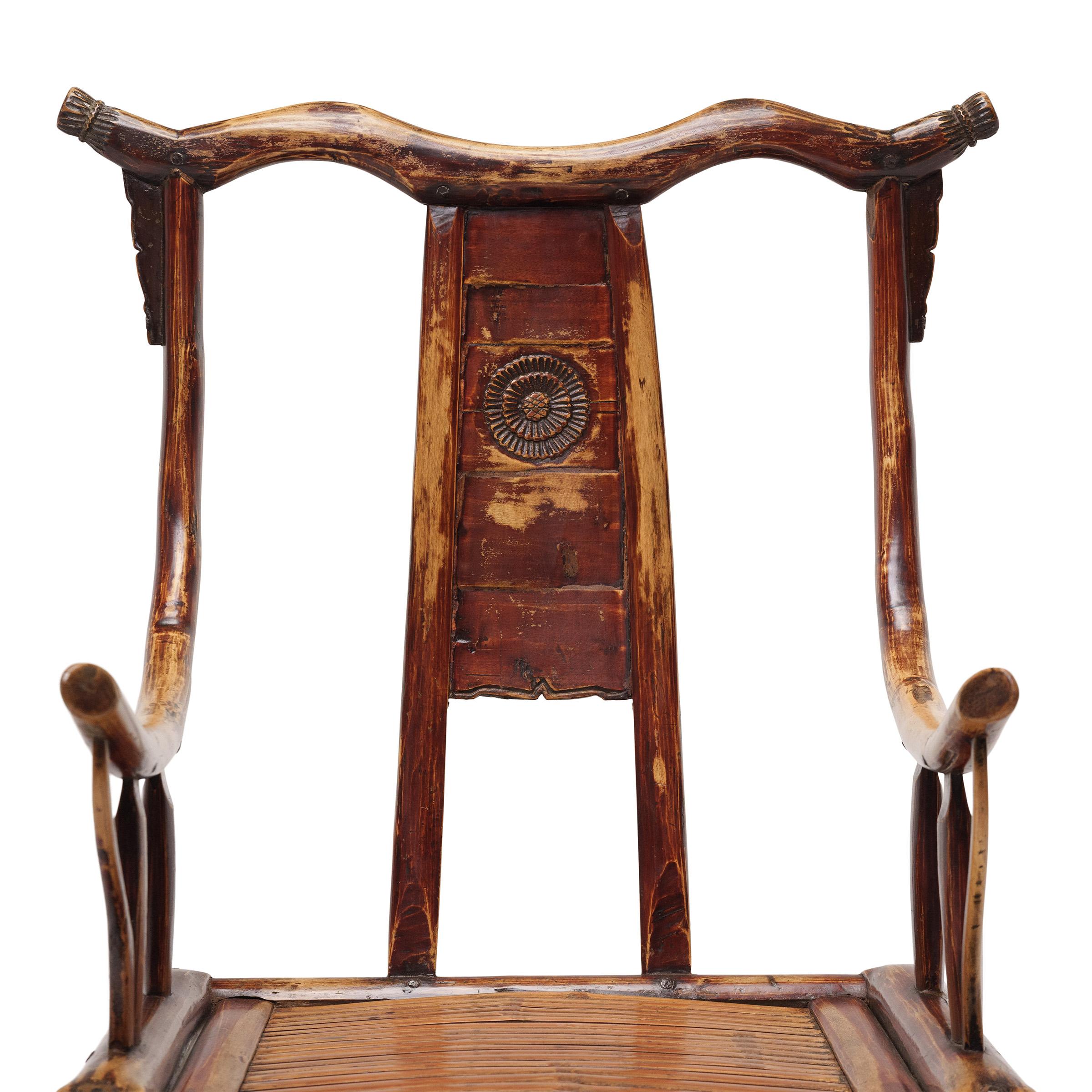 XIXe siècle Paire de fauteuils en bois de chrysanthème en bentwood chinois, c.I.C. en vente