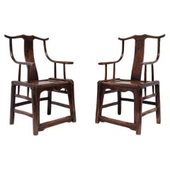 Pair of Chinese Bentwood Yokeback Armchairs, c. 1850