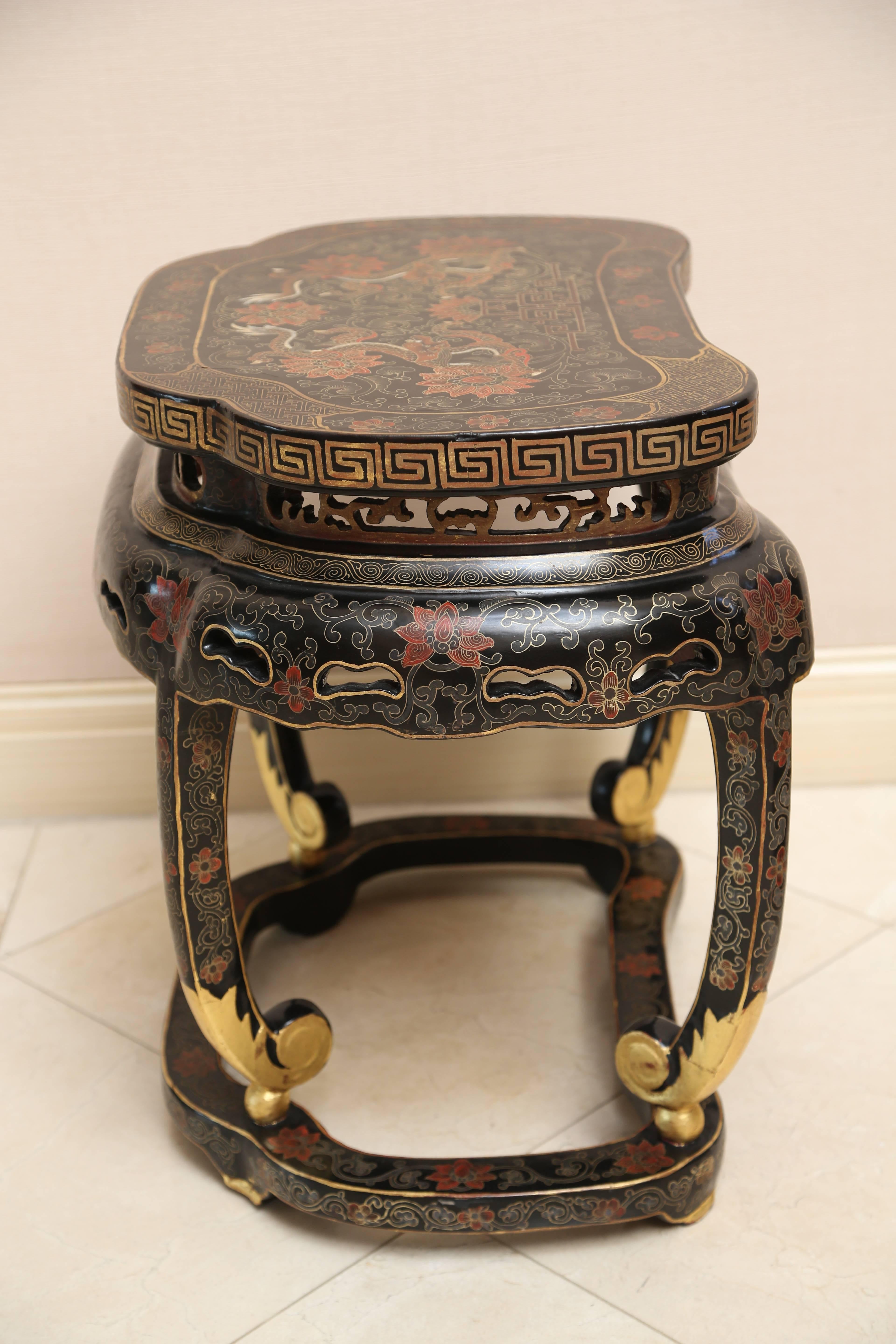 Pair of Chinese Black and Gilt Low Tables 3