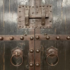 Pair of Chinese Black Lacquer Courtyard Doors, C. 1850