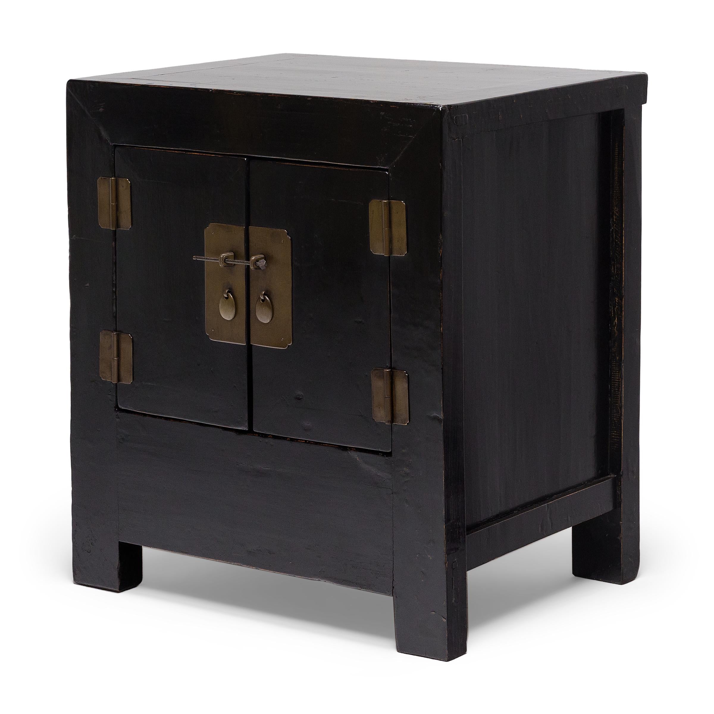 Lacquered Pair of Chinese Black Lacquer Locking Chests, c. 1850