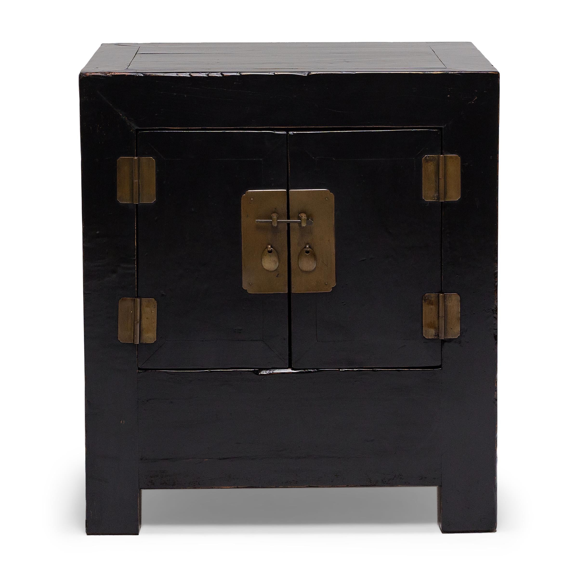 19th Century Pair of Chinese Black Lacquer Locking Chests, c. 1850