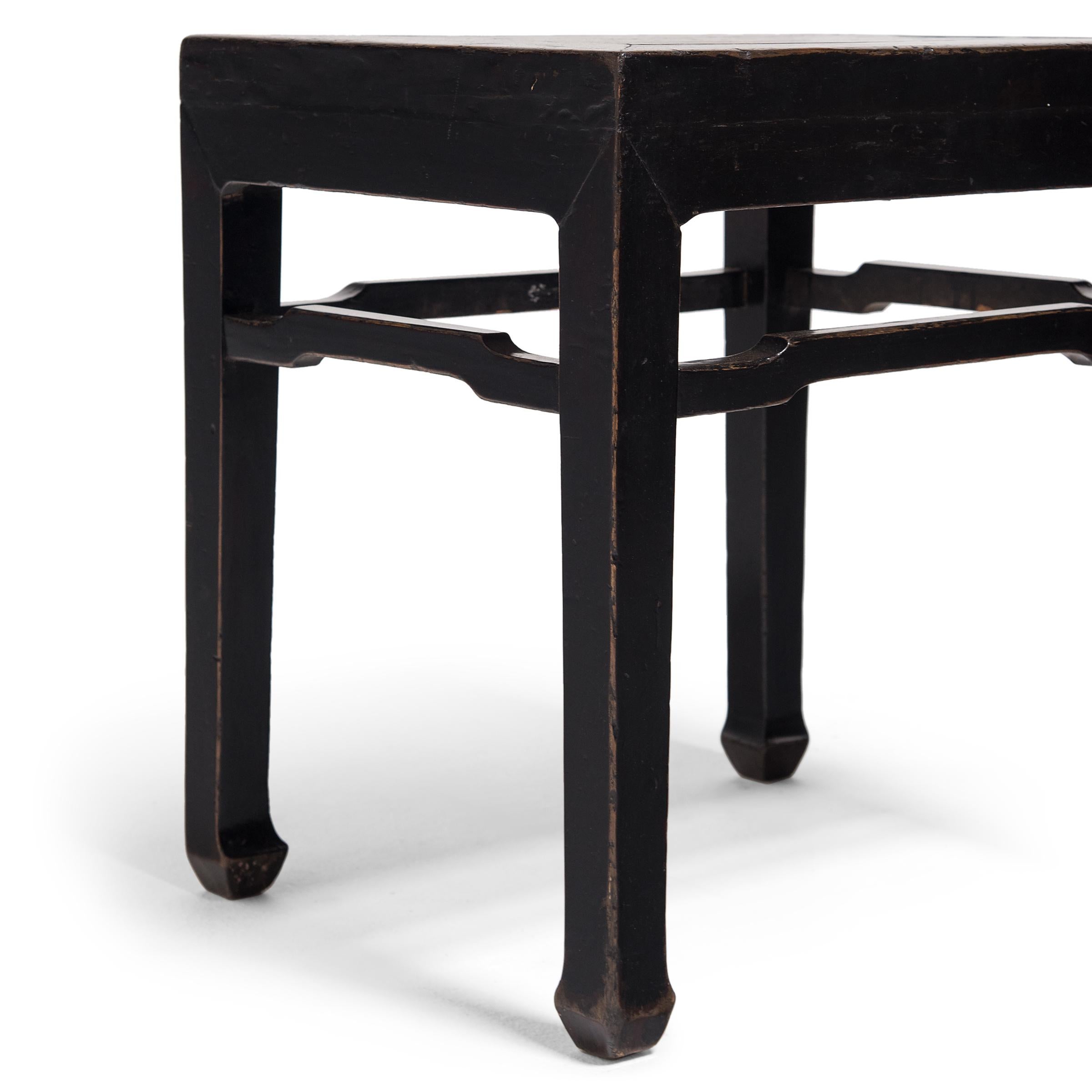 Pair of Chinese Black Lacquer Square Stools, c. 1850 1