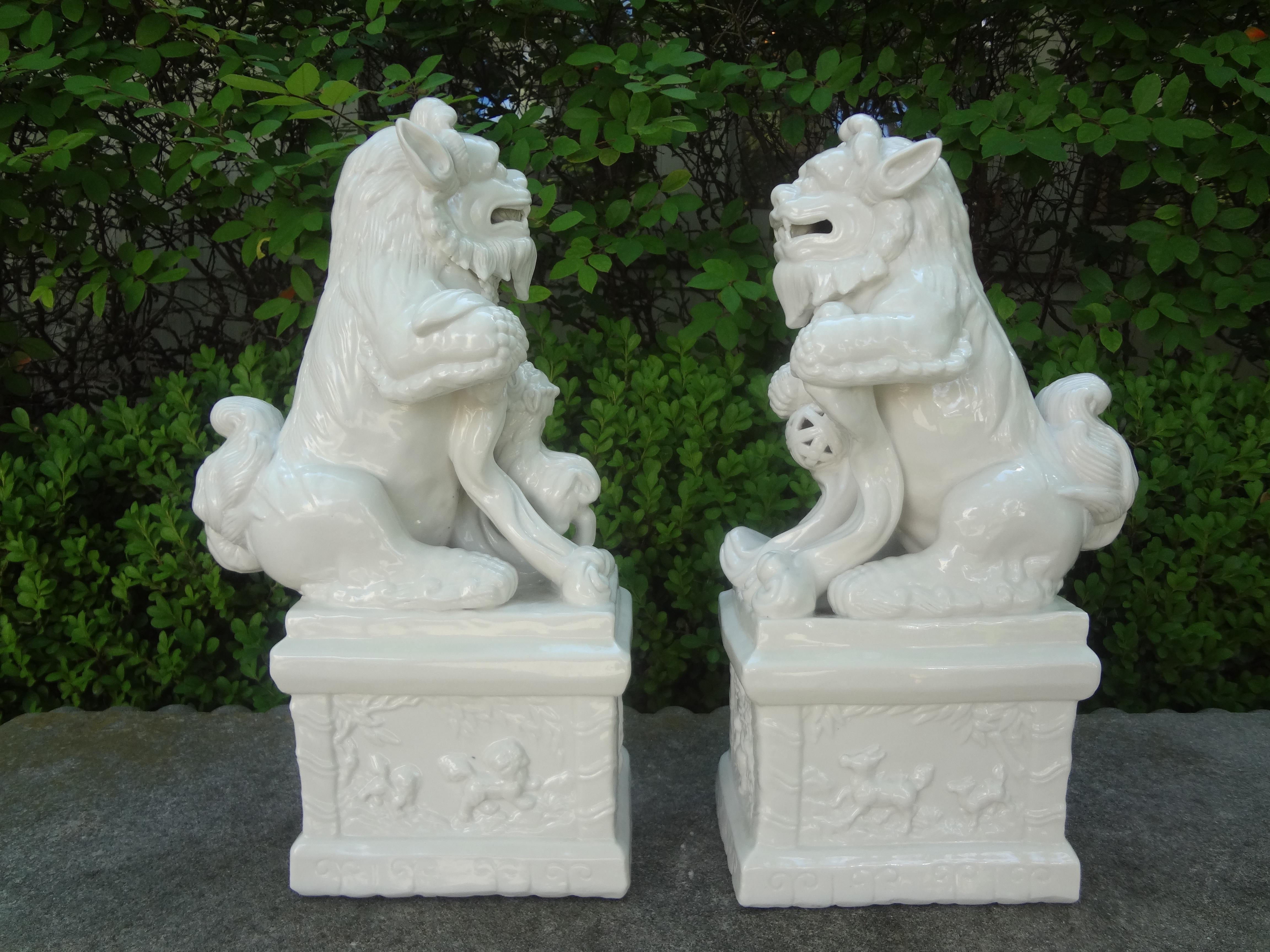 Pair of Chinese Blanc De Chine Foo Dogs 9