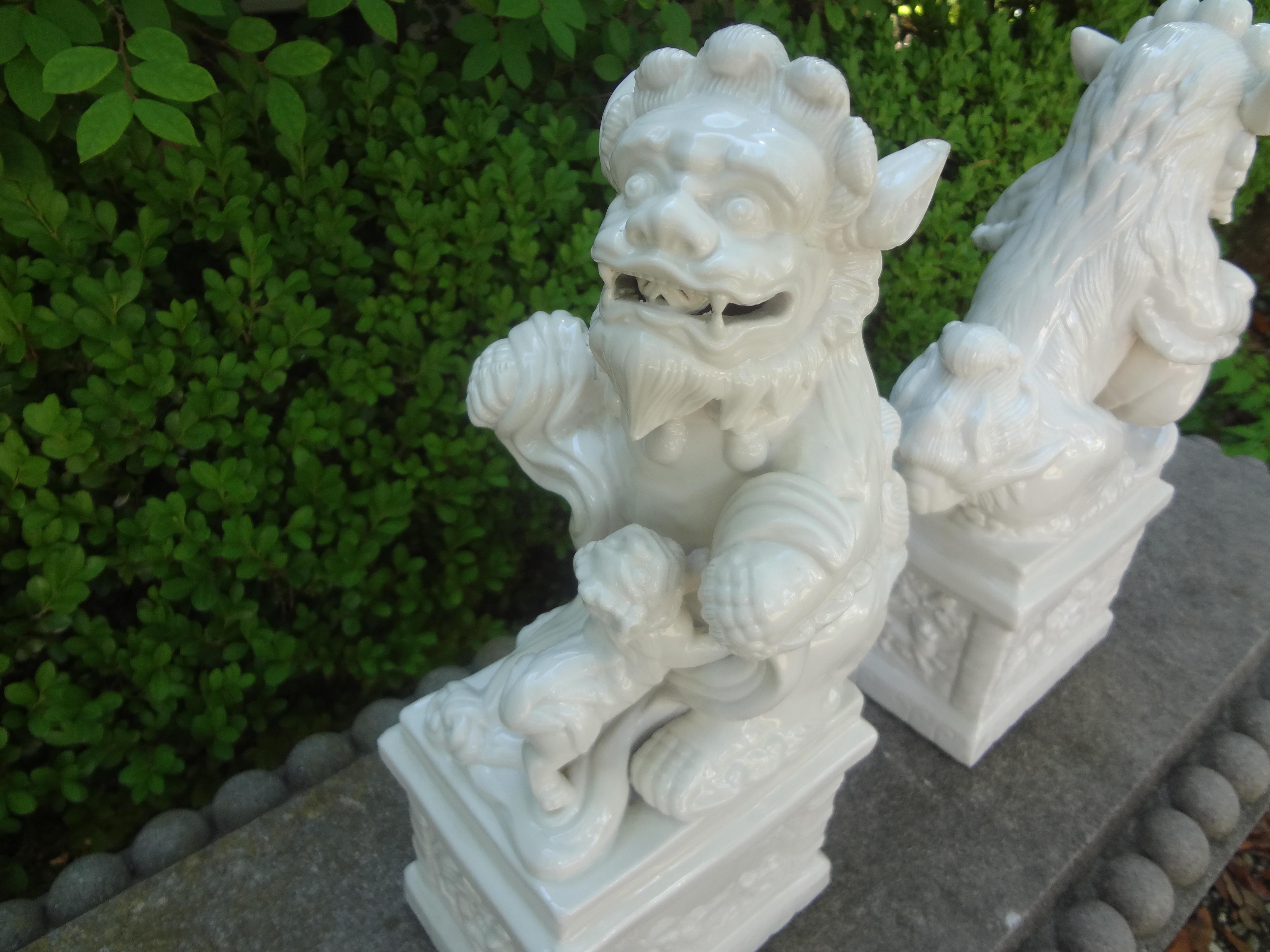 Pair of Chinese Blanc De Chine Foo Dogs 2