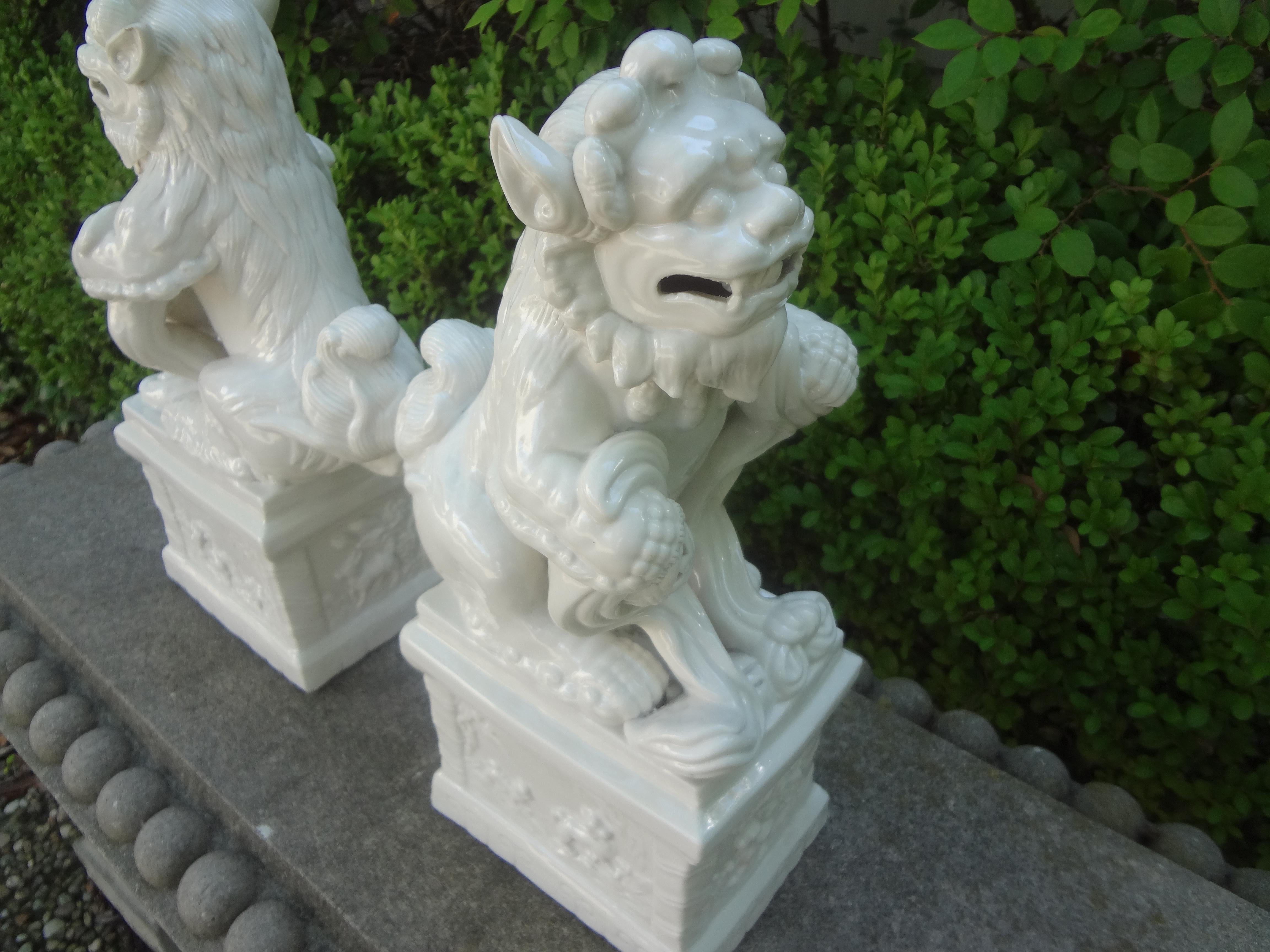 Pair of Chinese Blanc De Chine Foo Dogs 3