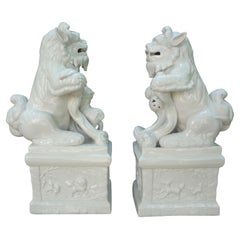 Pair of Chinese Blanc De Chine Foo Dogs